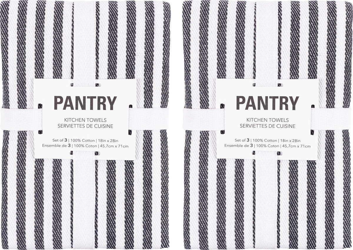 KAF Home Mixed Flat & Terry Kitchen Towels | Two Sets of 3 18 x 28 Inches | 4 Flat Weave Towels for Cooking and Drying Dishes