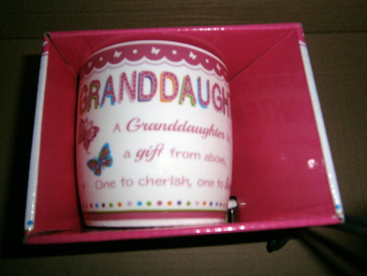 "Granddaughter" Sentimental Pink Butterfly Ceramic Mug with Presentation Box