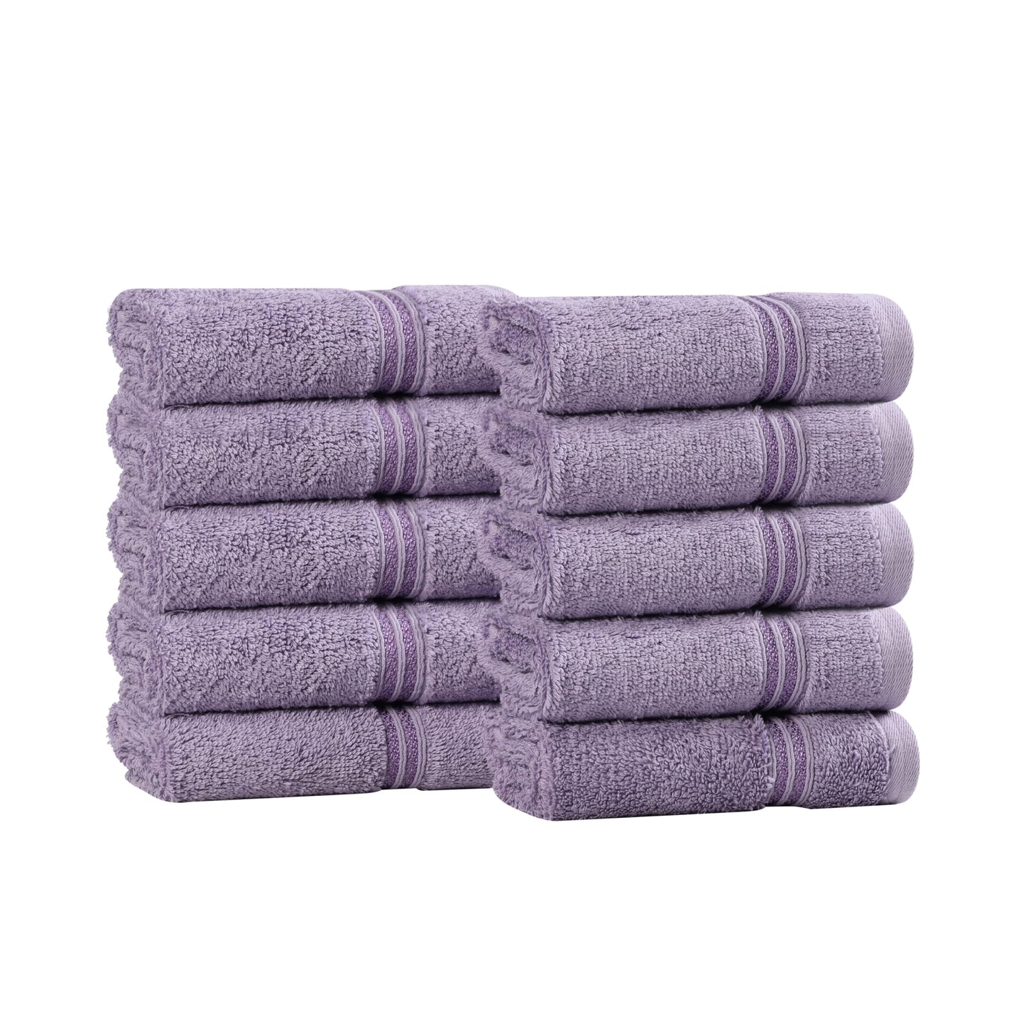 Superior Egyptian Cotton 10-Piece Face Towel Set, Royal Purple