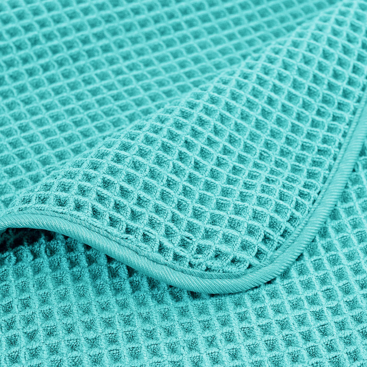POLYTE Microfibre Oversize, 76 x 152 cm, Quick Dry Lint Free Bath Towel Set, 6 Piece (Aqua, Waffle Weave)