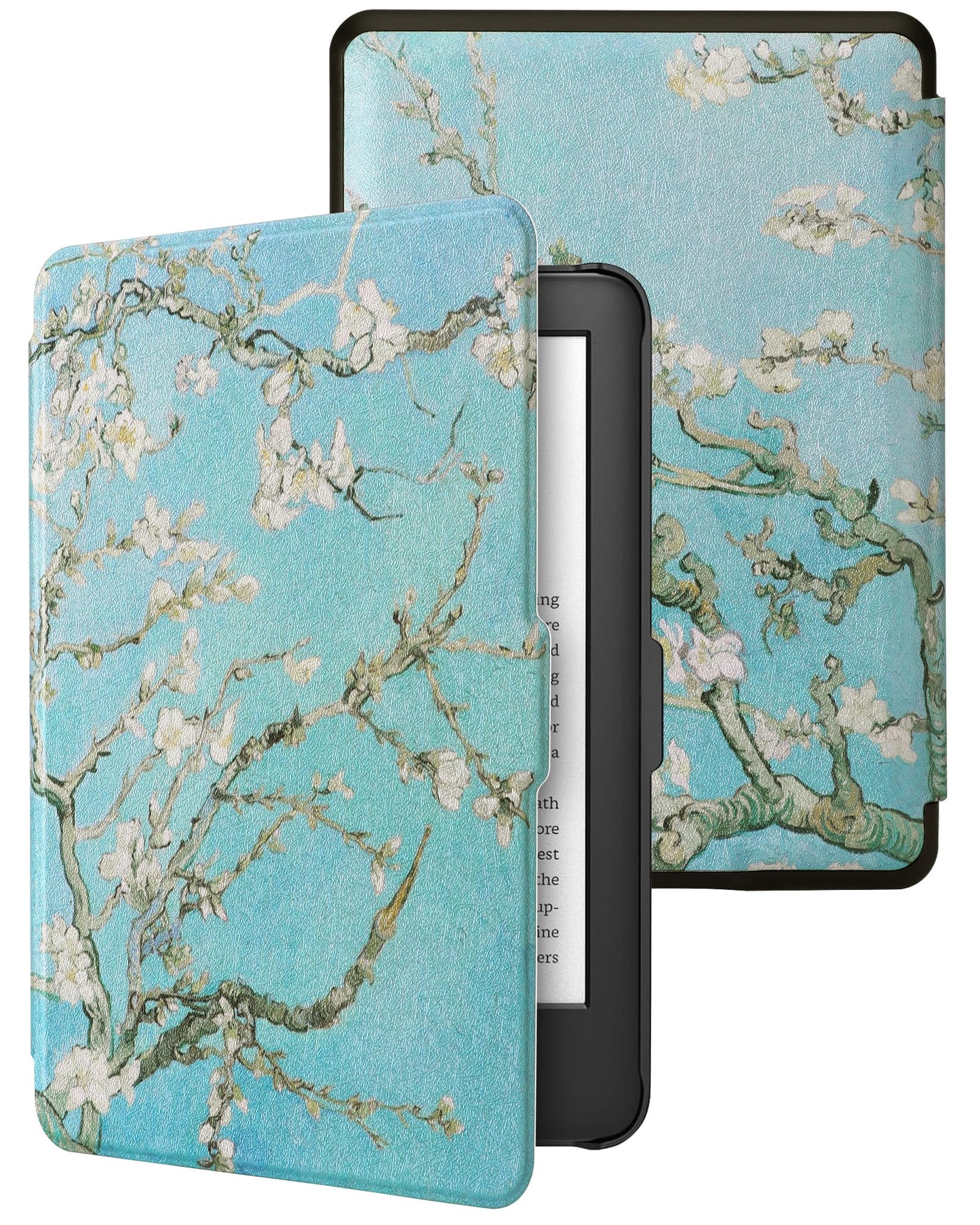 WALNEW Case for Kindle Paperwhite 2012/2013/2015 Models (6? Old Version), Ultra Slim Lightweight Cover with Magnetic Auto Sleep/Wake, Tree and Flower