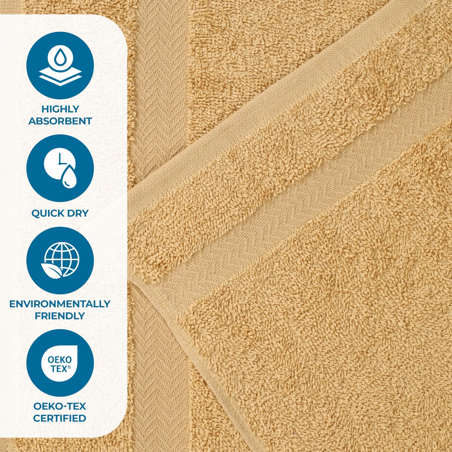 Superior, Cotton, Gold, 6-PC TOWEL SET