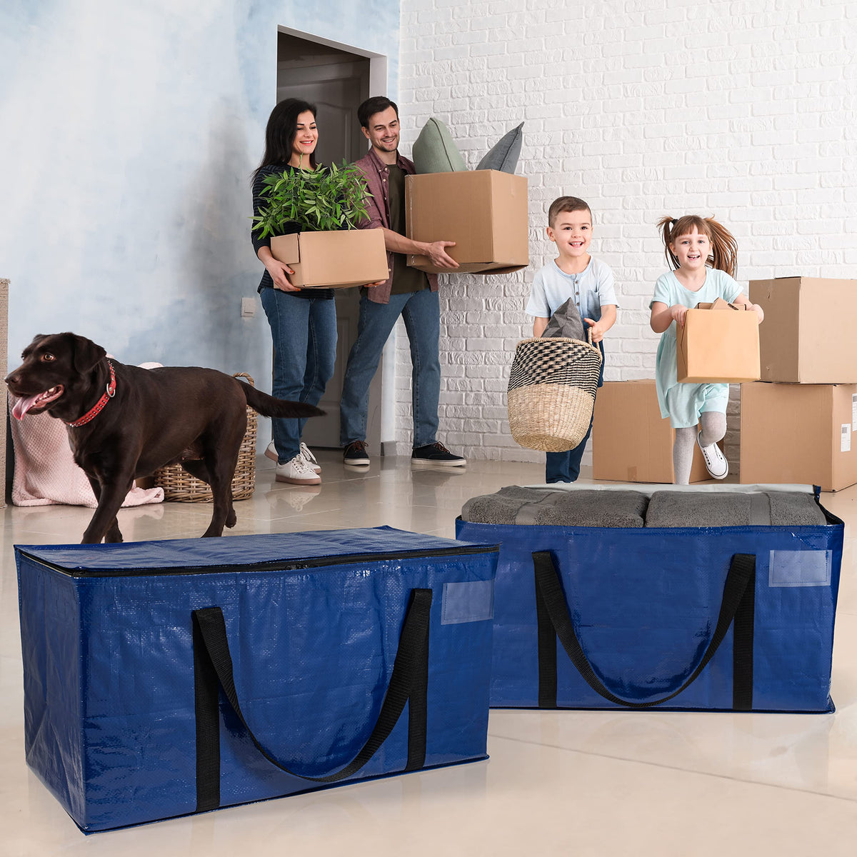 ClearSpace Heavy Duty Moving Boxes or Storage Bags  Storage Bins with Lids, Large Moving Bags with Backpack Straps & Handles  Moving Supplies for