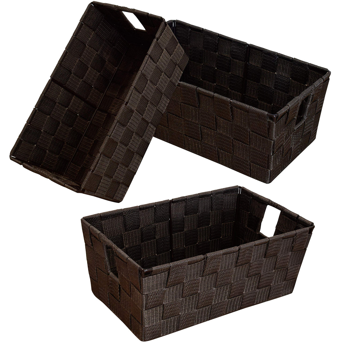 homyfort Woven Small Shelf Storage Tote Basket, Cube Organizer with Built-in Handles for Bedroom, Office, Closet, Clothes, Kids Room
