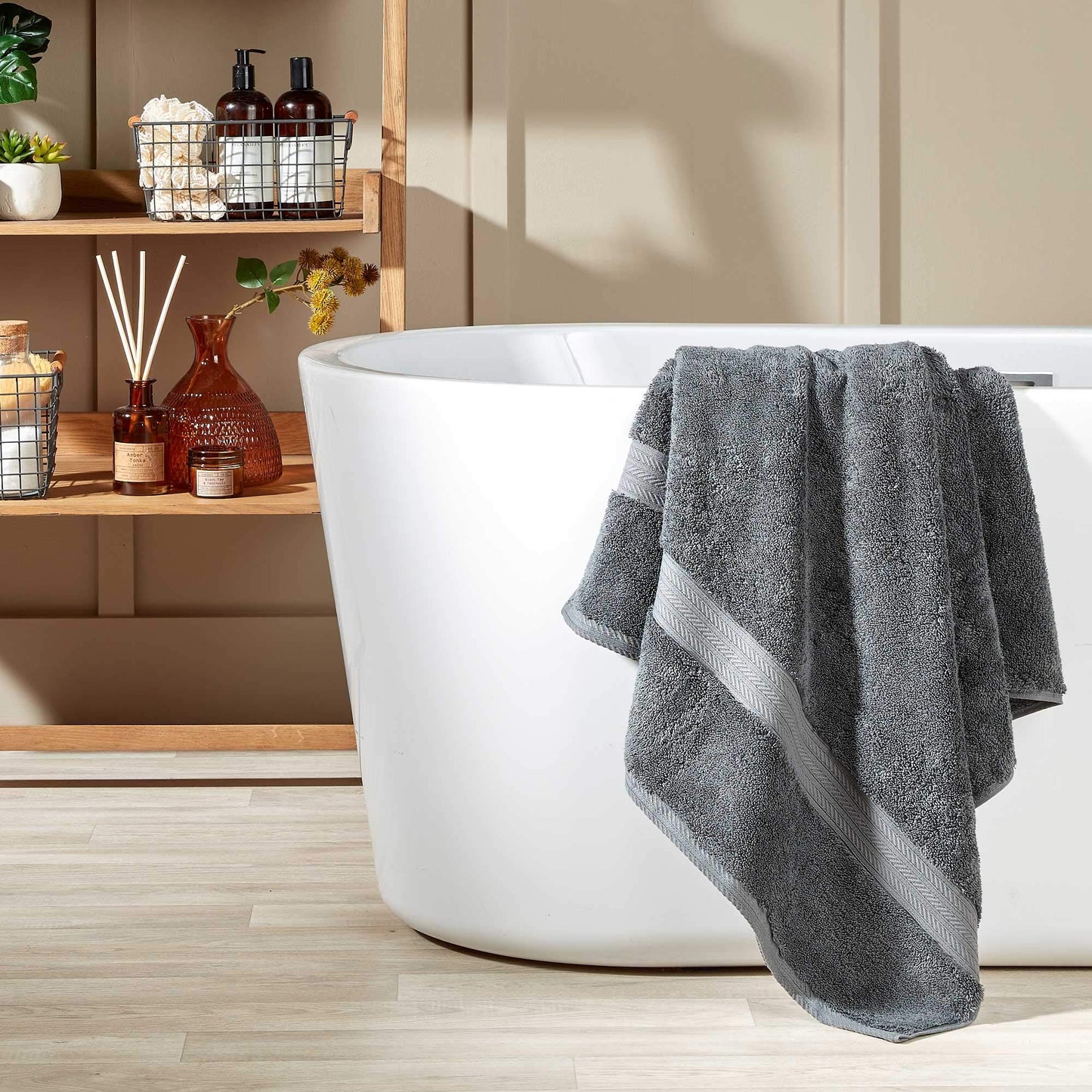 Christy Renaissance 2 Bath Sheets Set | Ash Grey | 100% Egyptian Cotton Pile | Luxuriously Soft and Super Absorbent | 675 GSM