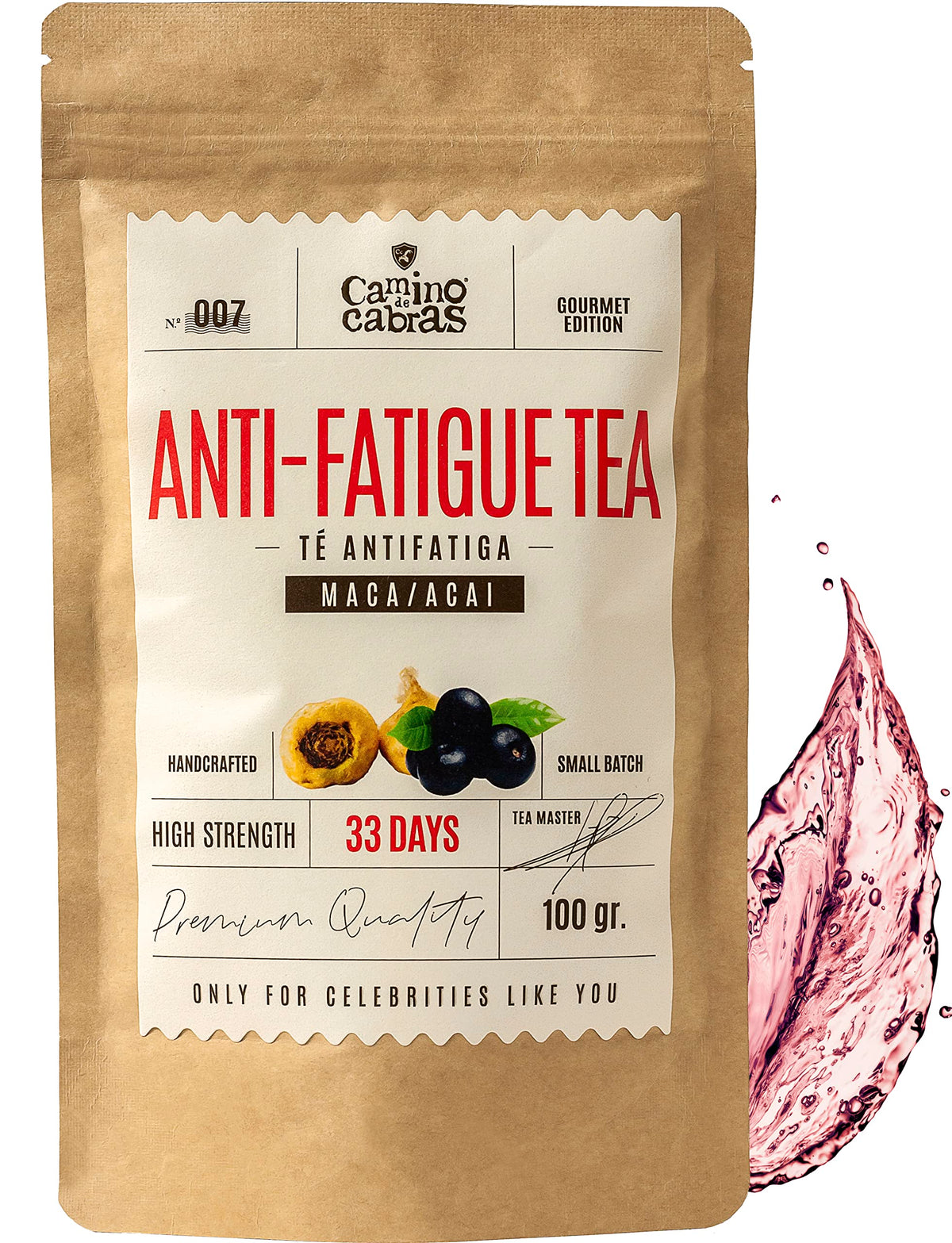 Anti Fatigue Tea - CAMINO DE CABRAS? - Helps Reduce Tiredness and Fatigue - Stress Relief - Superfood - Caffeine free - Loose Leaf Tea 100g