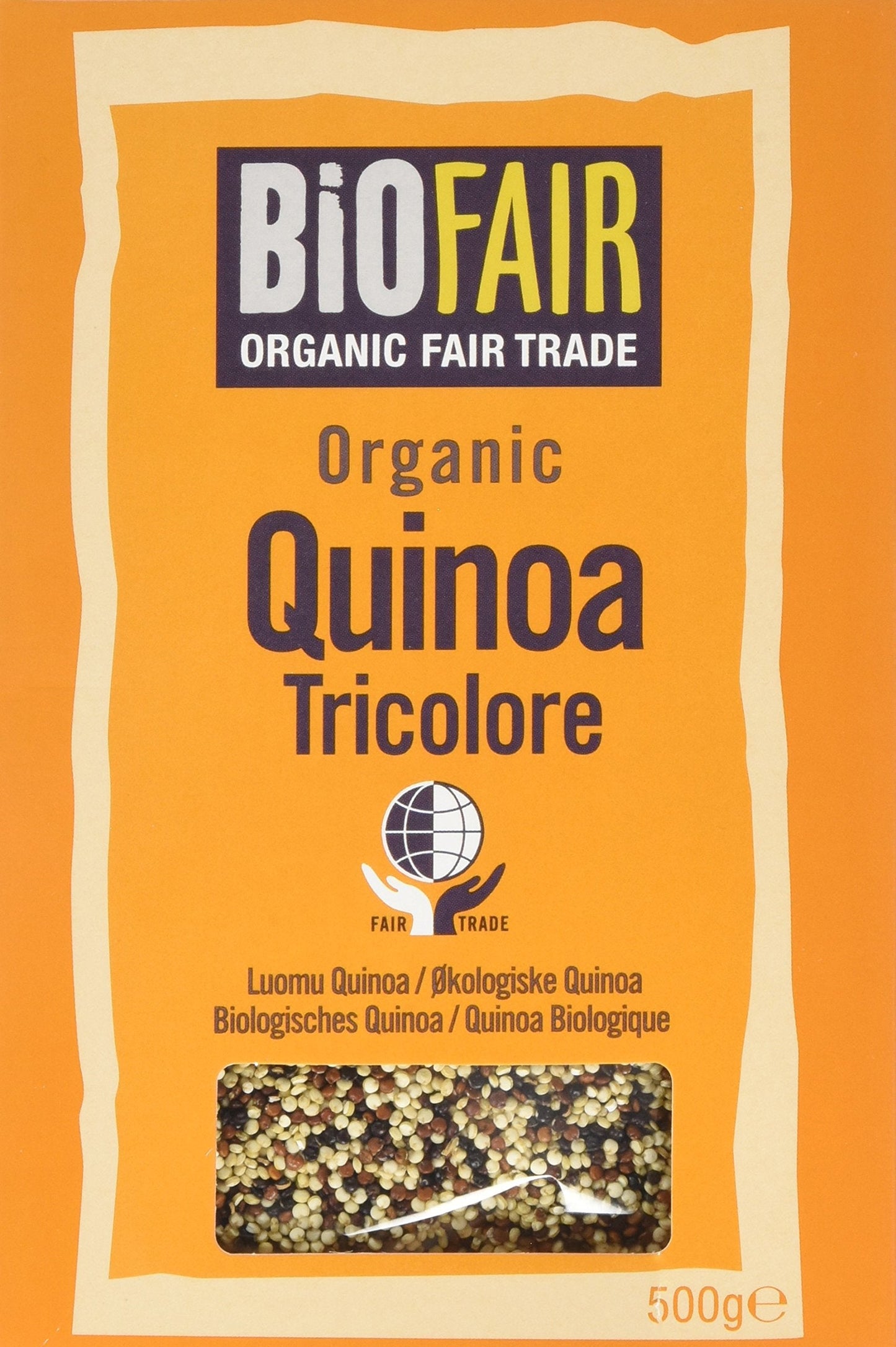 BioFAIR Organic Fair Trade Tricolore Quinoa Grain 500g (Pack of 6)