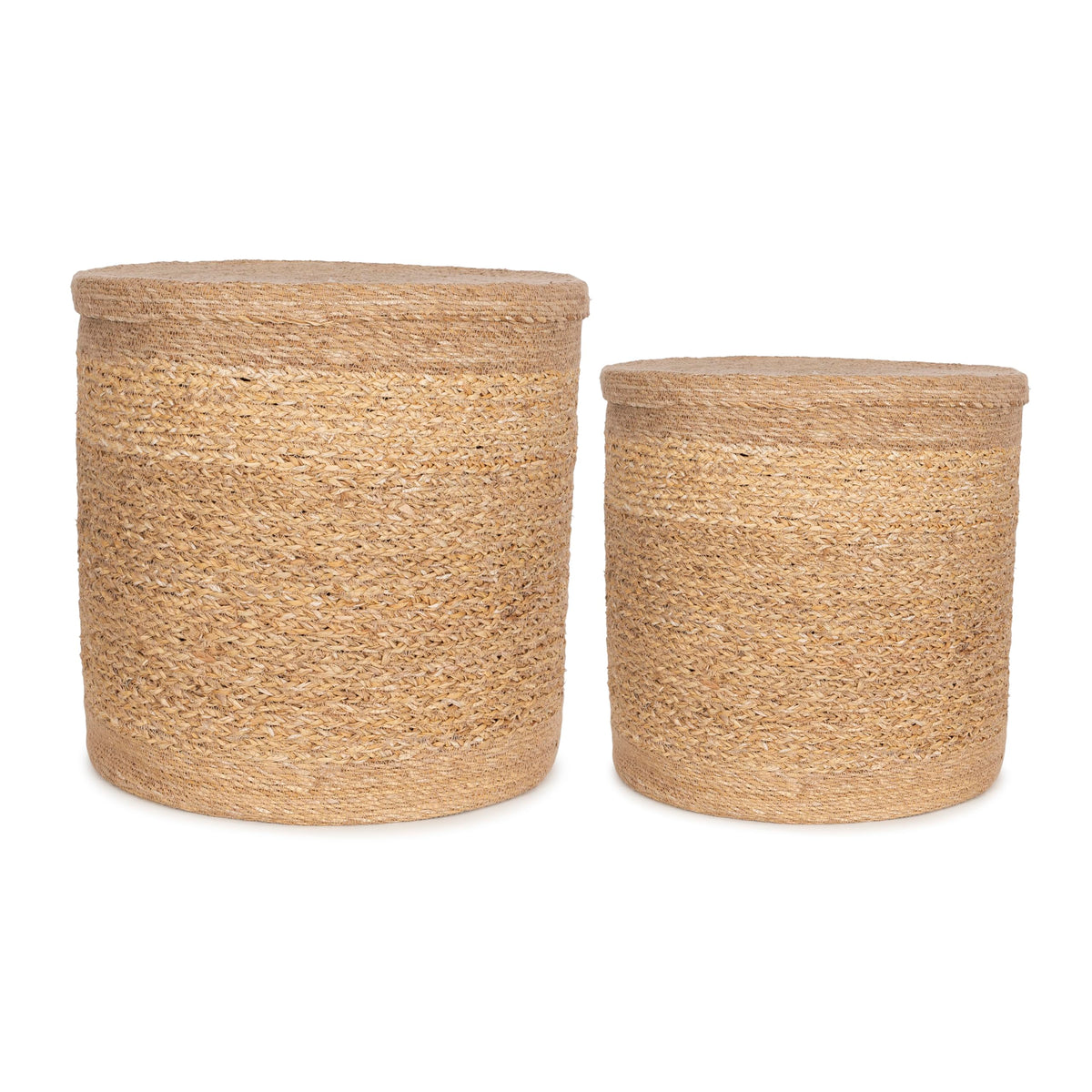 Olly & Rose Large Storage and Laundry Baskets - Set 2 45cm and 35cm Diameter - Seagrass Wicker Basket Premium Home Decor