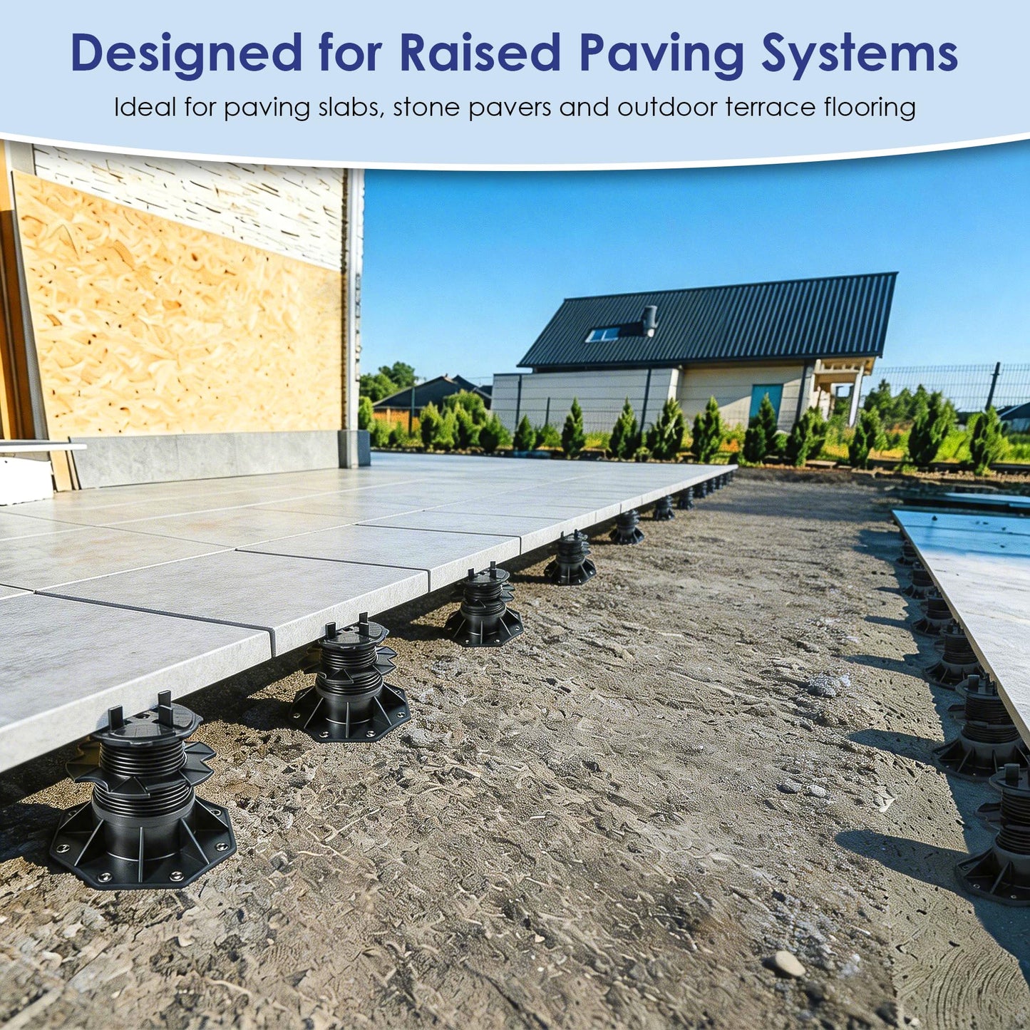 Nordswal 4 Pack Adjustable Tile & Paver Support Pedestal, Heavy Duty Paving Slab Supports with Rubber Pad, Height Adjustable 60-140mm