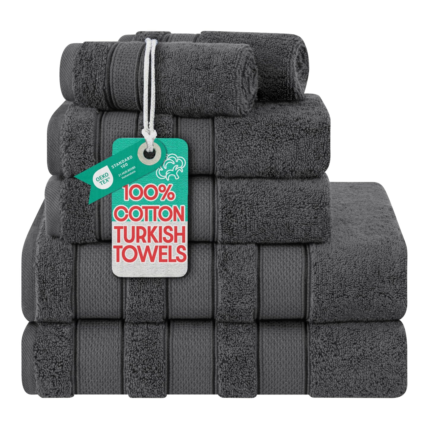 American Soft Linen Bath Towel Set, Luxury Salem Collection 100% Turkish Combed Cotton 6 Piece Towel Set
