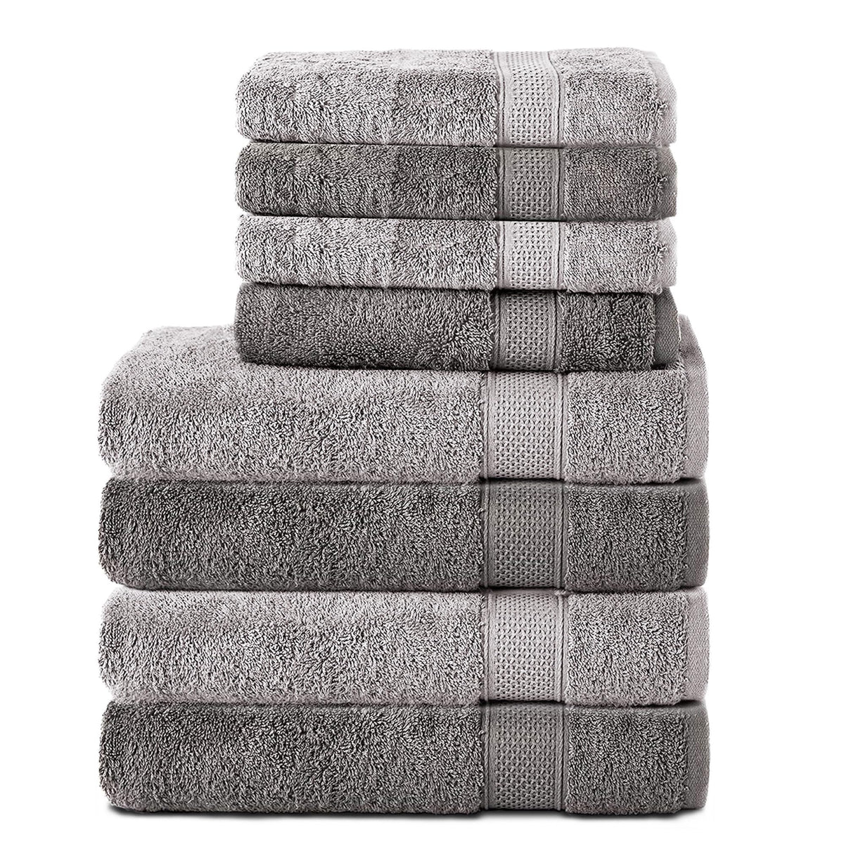 Komfortec Set of 8 Hand Towels 100% Cotton, 4 Bath Towels 70 x 140 cm and 4 Hand Towels 50 x 100 cm, Terry Cloth, Soft, Towel, Large,