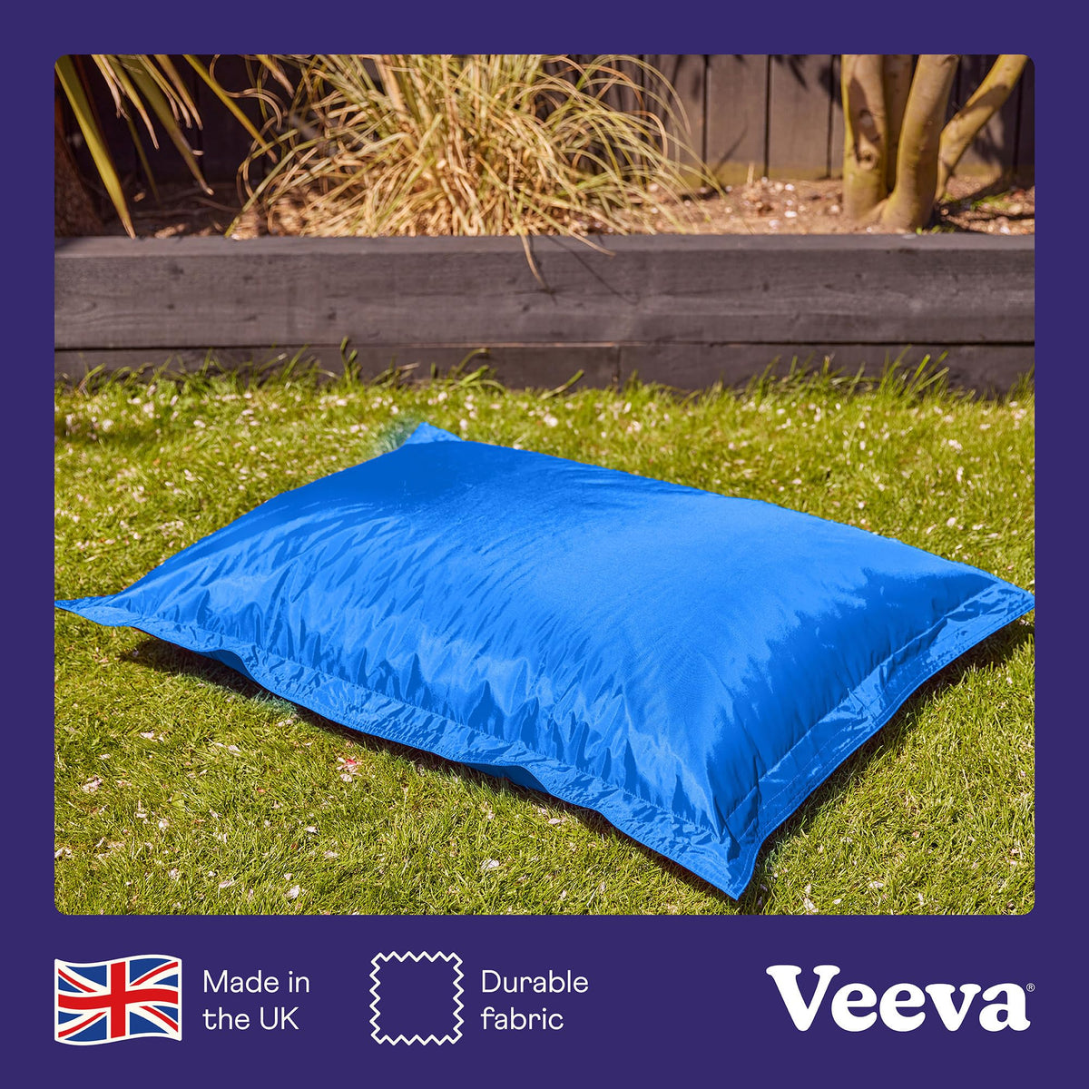 Bean Bag Bazaar Kids Bean Bag, Blue, Indoor Outdoor Water-Resistant Fabric, Beanbag with Filling Included, 120cm x 100cm, Outdoor Floor Cushion, Kids