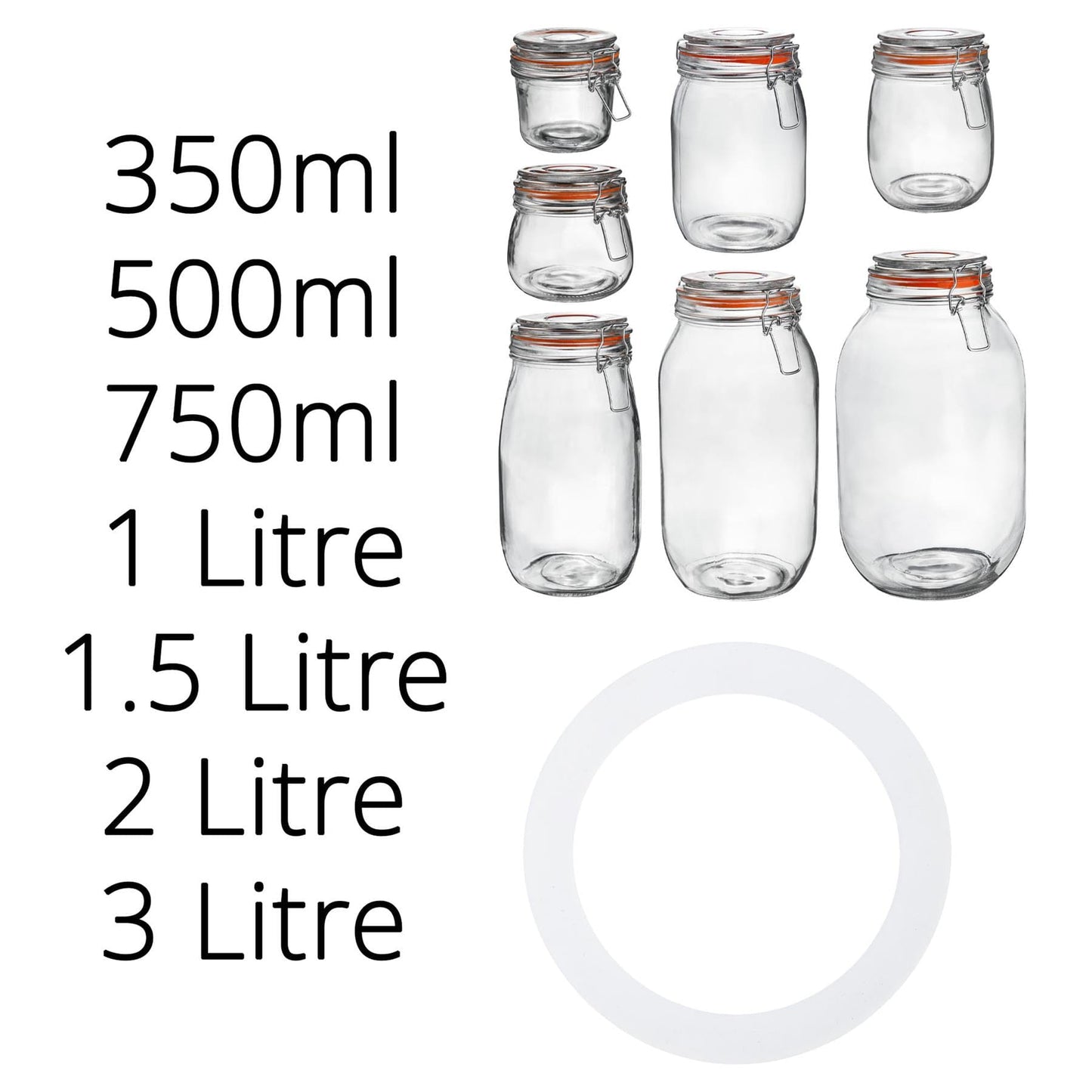 Large Glass Storage Jar Seals - Pack of Six