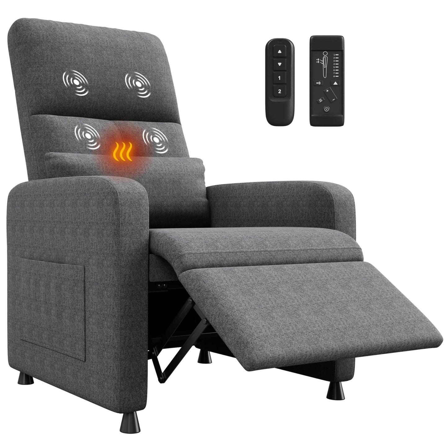 GarveeHome Recliner Chair Reclining Sofa with Massage & Heat(Grey)