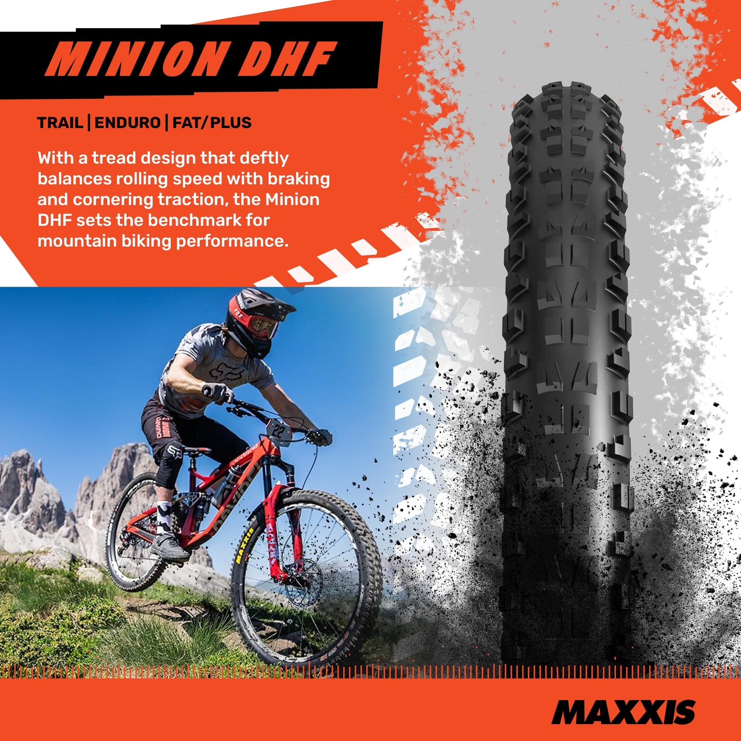 Maxxis Minion DHF Folding 3c Maxx Terra Exo/tr Tyre - Black, 27.5 x 2.60-Inch