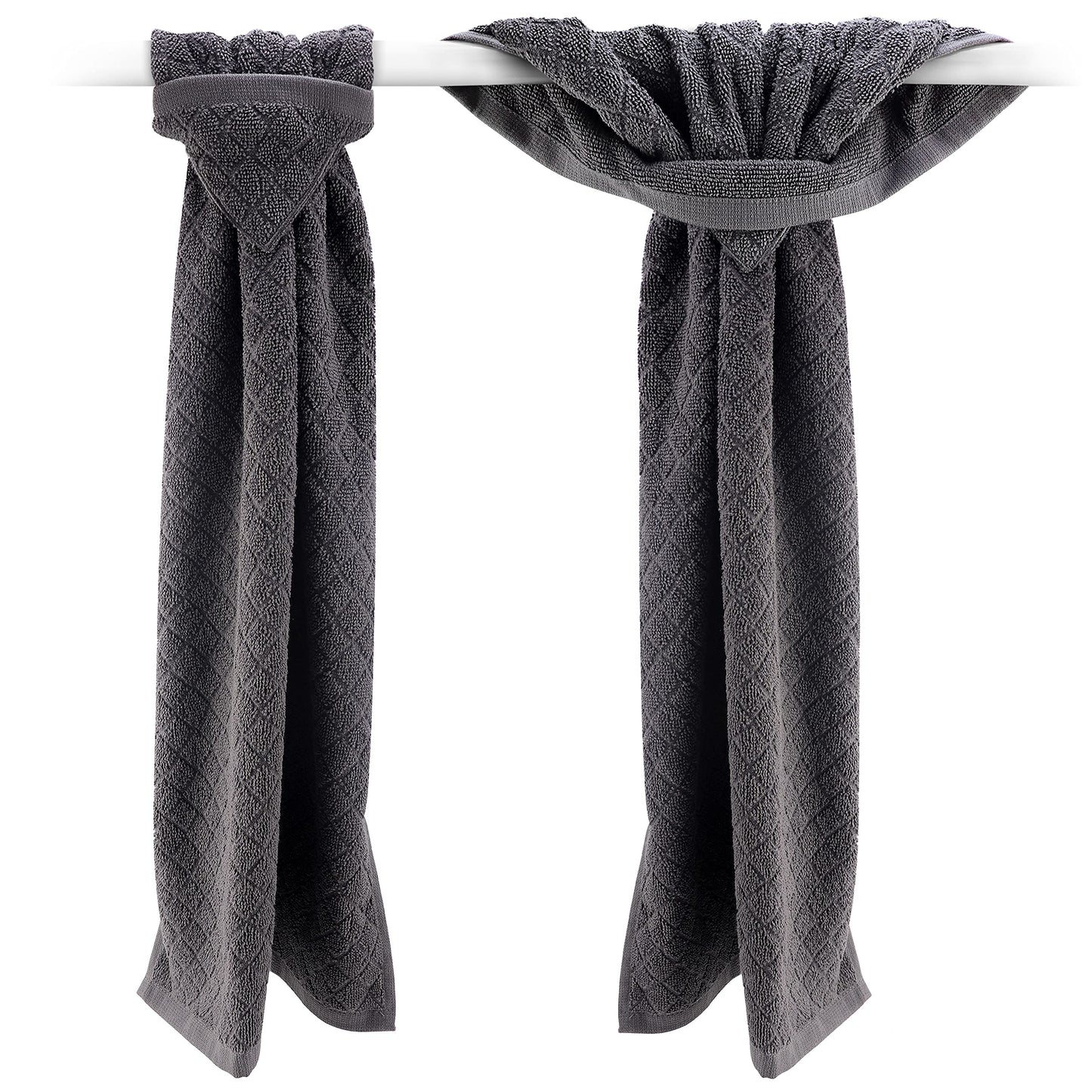 Grey Hand Towels with Hanging Loops - Gray Kitchen Towels, Hanging Kitchen Towels with Hanging Loop, Grey Dish Towels with Loops for Hanging, Oven