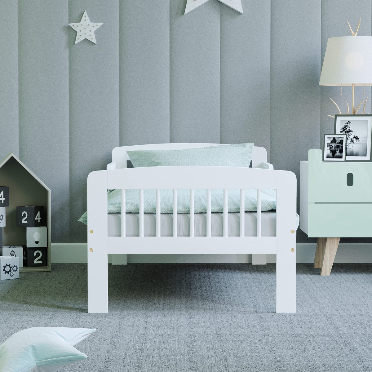 Junior Vida Scorpio Wooden Bed Toddler Solid Pine Wood Children Kids Junior Bed Frame White