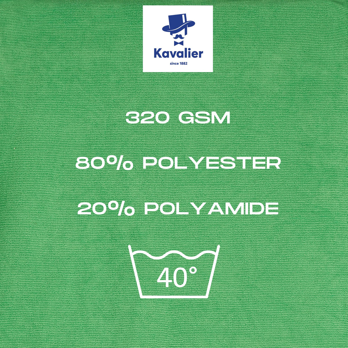 Kavalier ProClean Set of 5 Microfiber Towels, Ceramic Smooth Model - 41x41cm, 320gsm, 80% Polyester, 20% Polyamide - Green