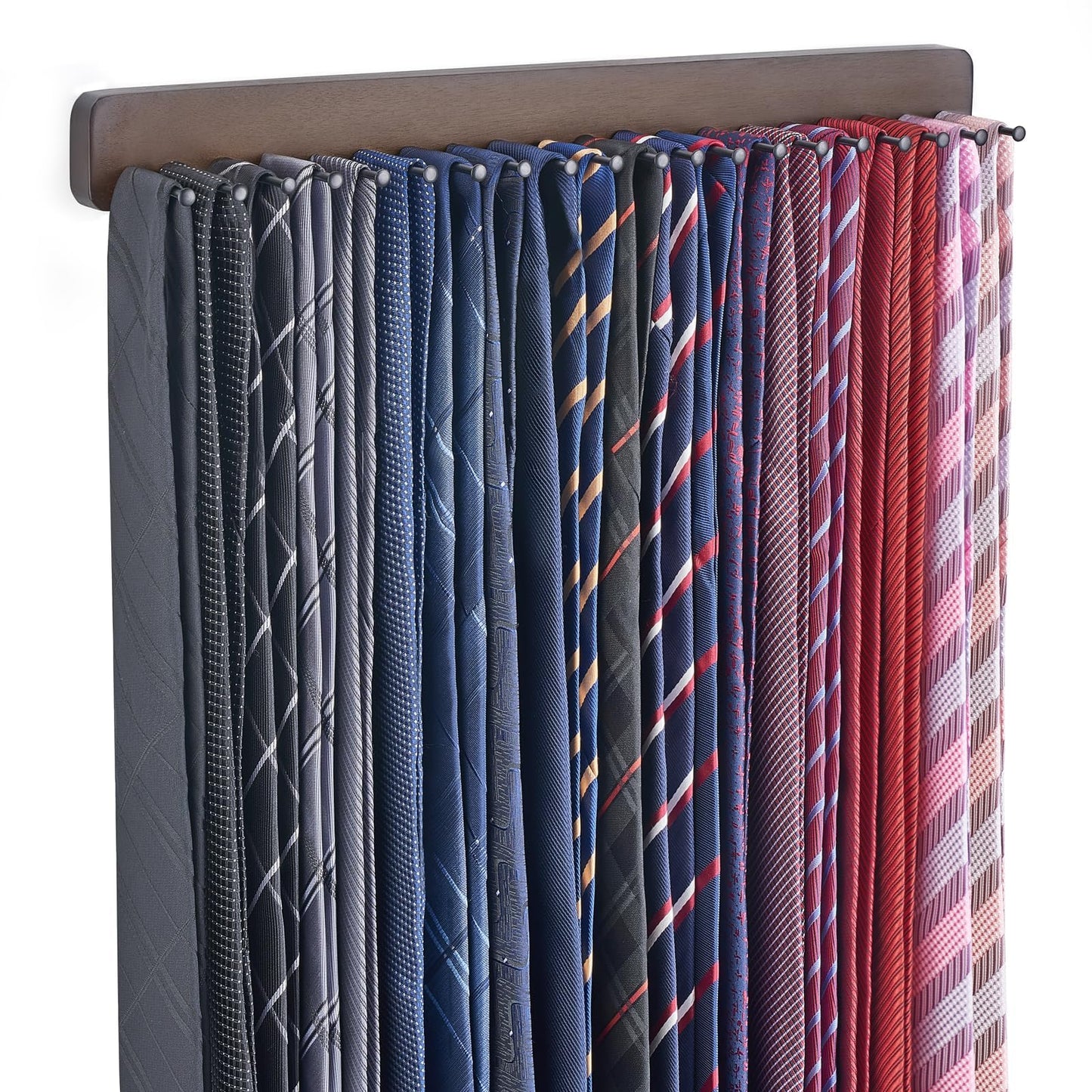 Mkono Tie Rack Wall Mounted Belt Hanger Holder Rustic Wood Tie Organizer for Men Closet Max up 20 Storage for Ties Belts Scarf