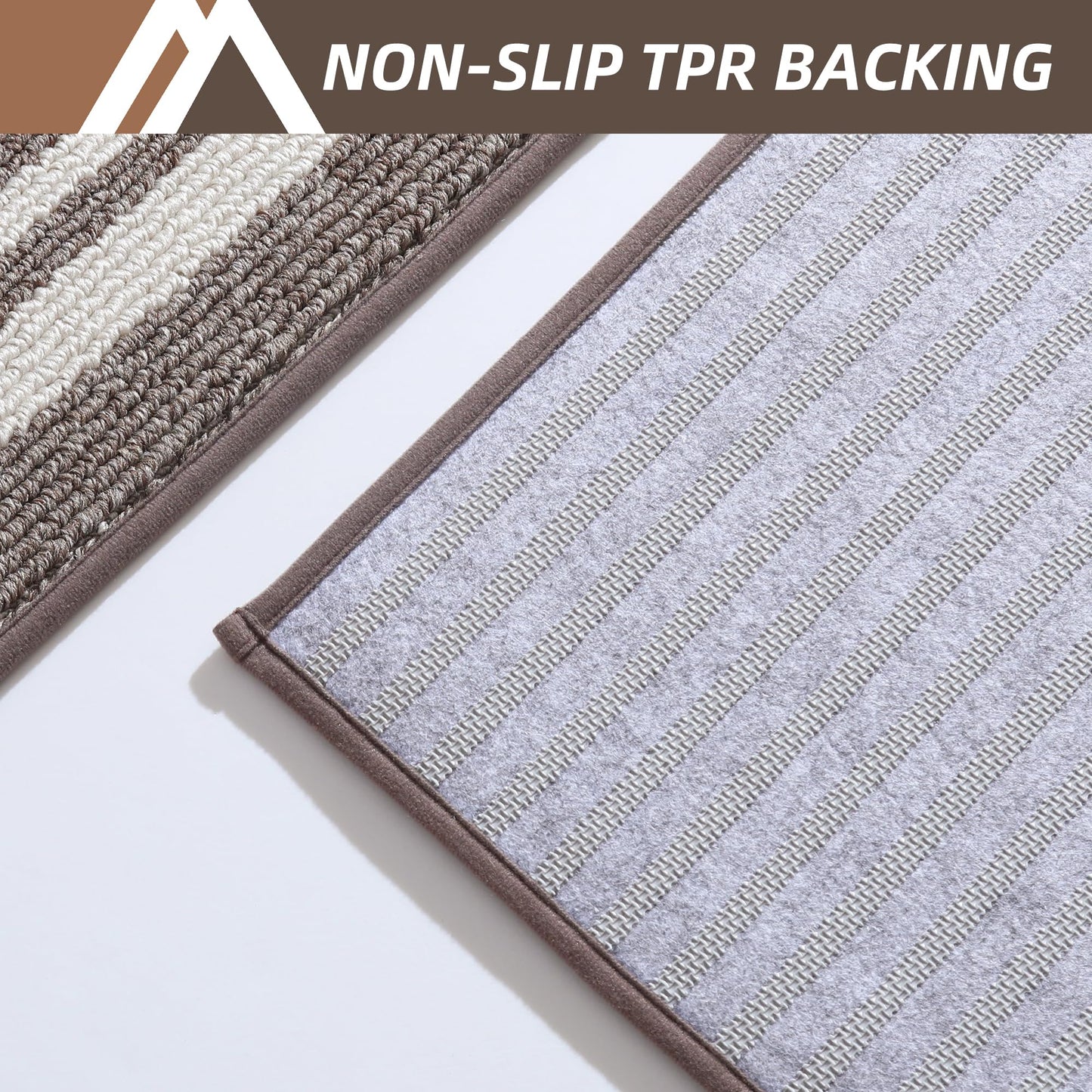 COSY HOMEER Kitchen Rugs 2 Pieces, 51x76cm+51x122cm, Absorbent and Stain-Resistant Kitchen Mats Non-Slip, Machine Washable Kitchen Runners Floor Mat