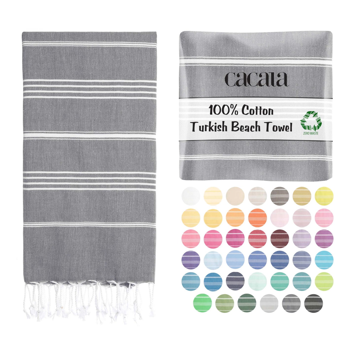 Cacala Pure Series, Cotton, Gray, 37" x 70"