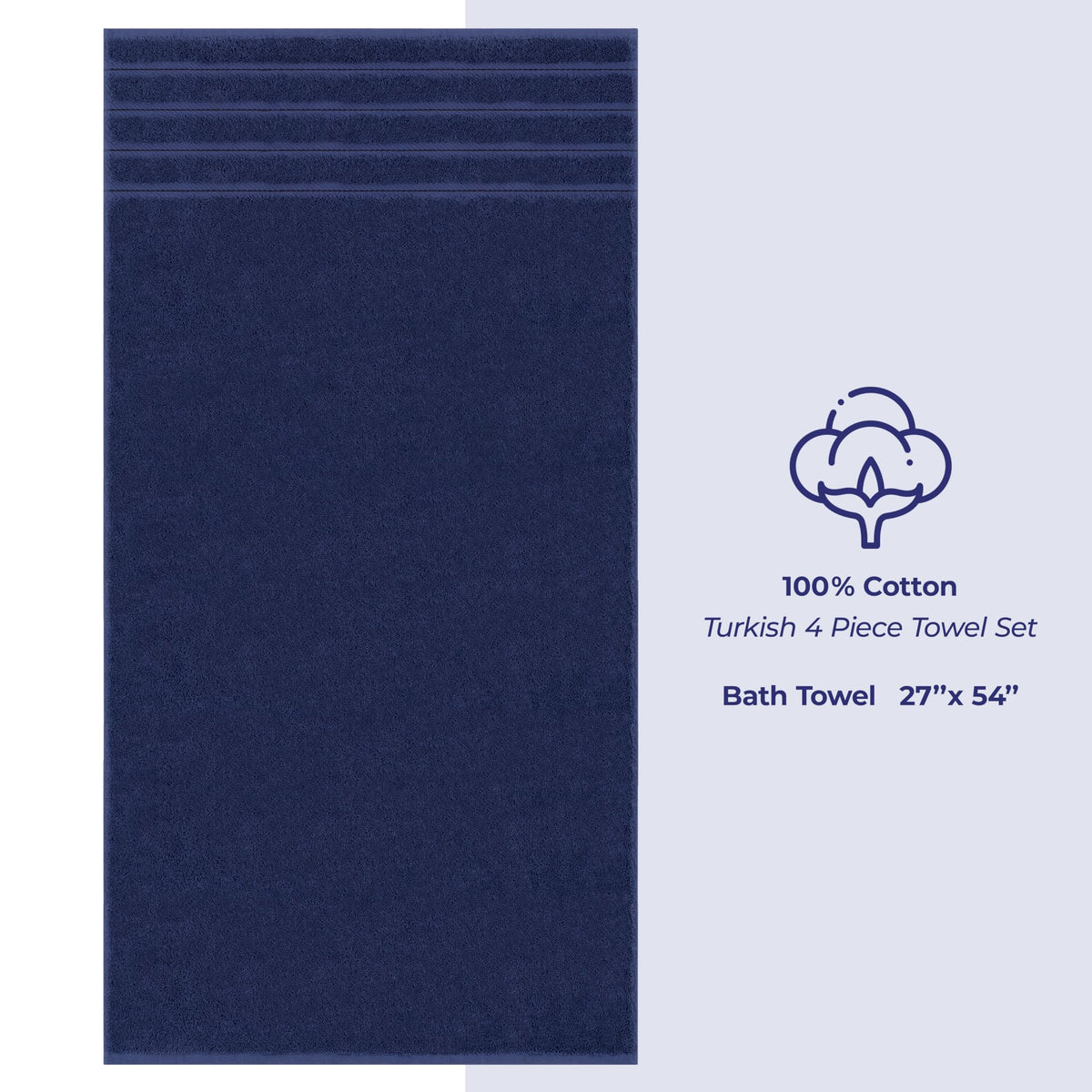American Soft Linen Luxury 4 Piece Bath Towel Set, 100% Cotton Turkish Bath Towels for Bathroom, 27x54 in Extra Large Bathroom Shower Towels
