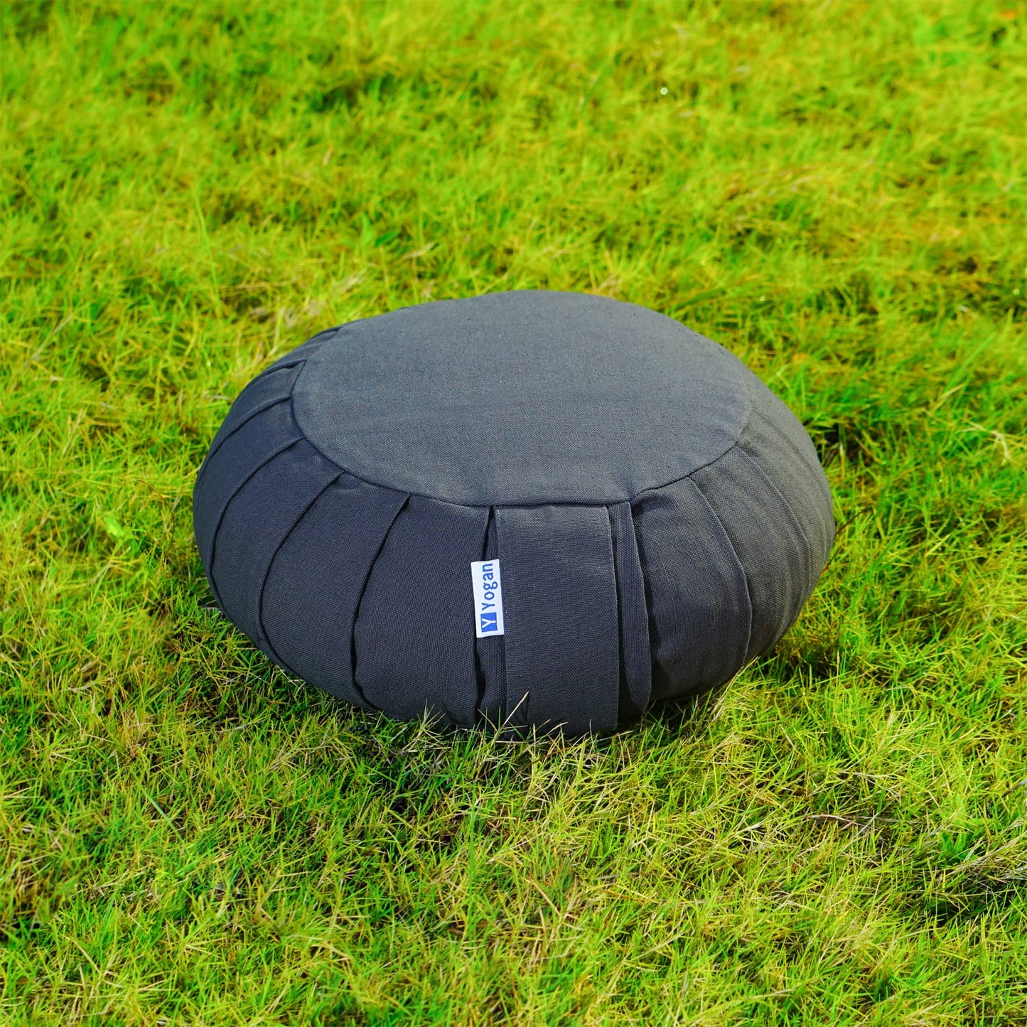 Yogan Yoga Cushion/Meditation Cushion | Natural Buckwheat Hulls Filling | Outer Cover (Could be Removed and Washed) - Made of 100% Organic Cotton (Jet