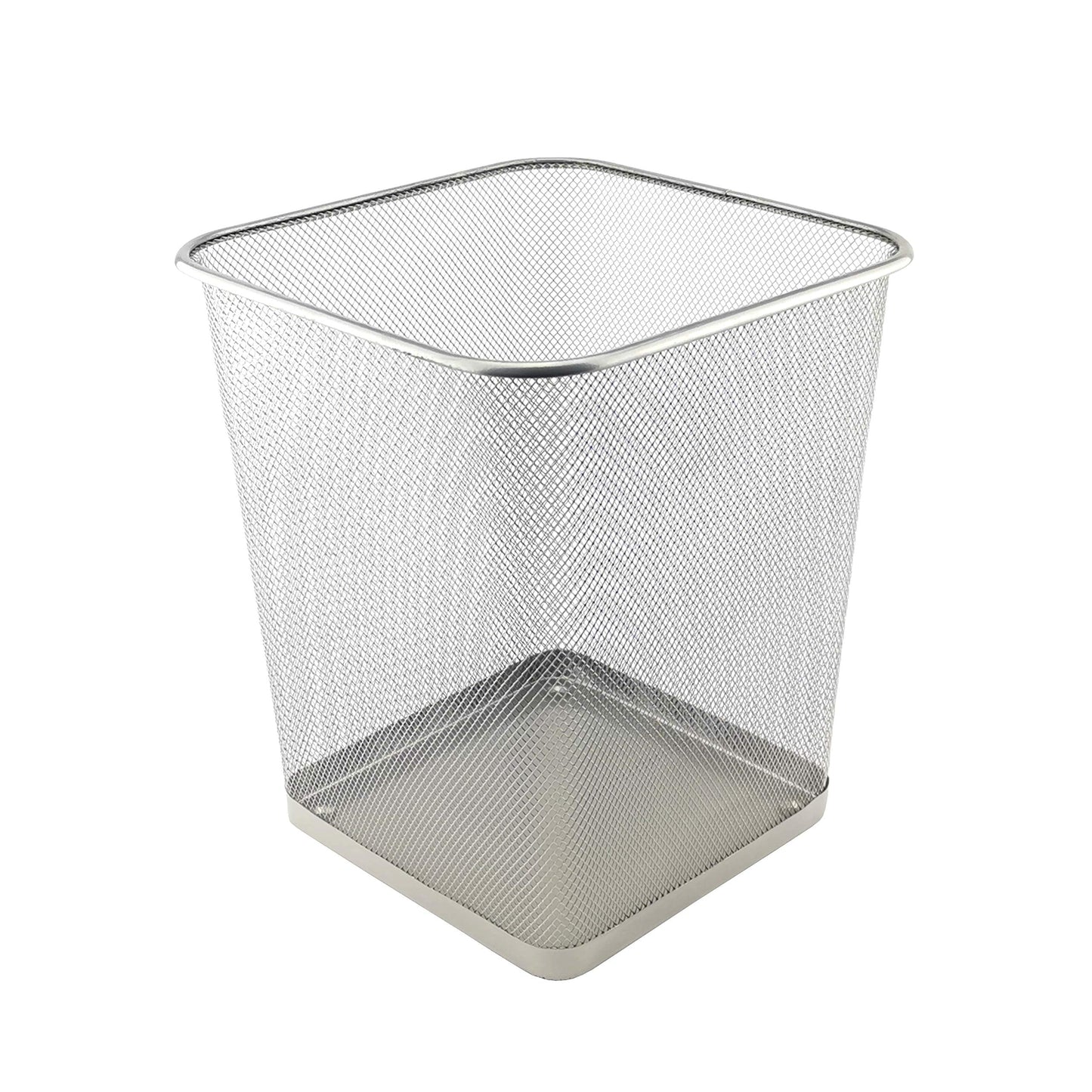 D.RECT Metal Mesh Waste Bin 18L – Silver Rubbish Bin for Office, Bedroom & Home – Durable Steel Frame, Breathable Mesh, Leak-Proof Bottom