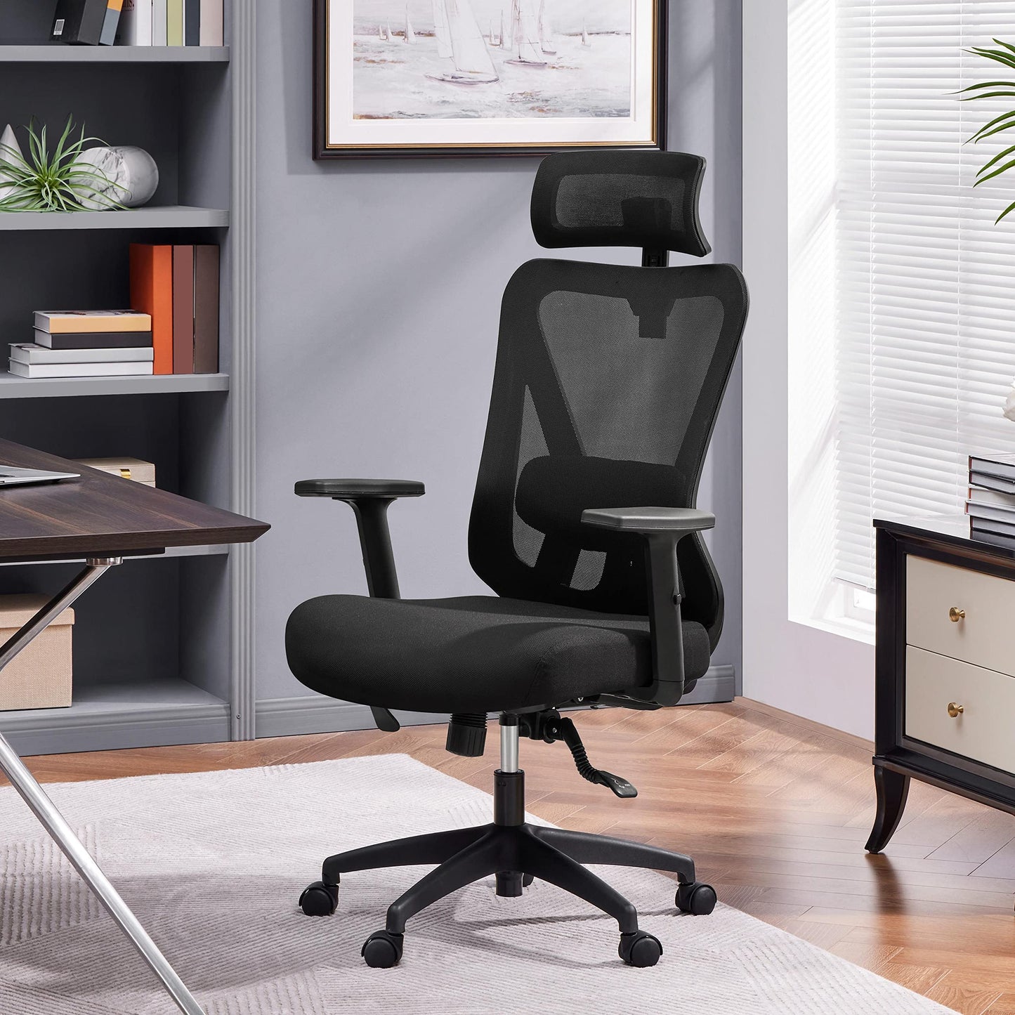 Yaheetech Ergonomic Desk Chair with Adjustable Lumbar Support Black