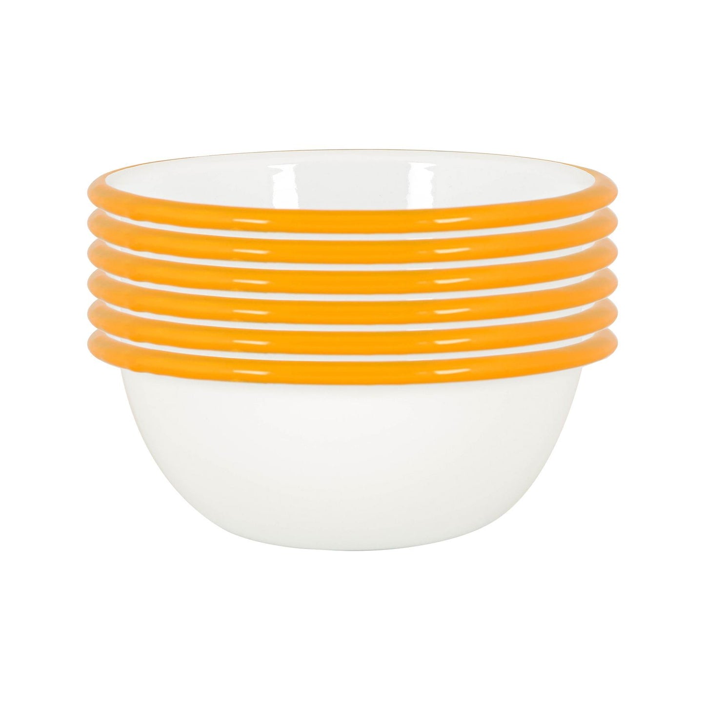 16cm White Enamel Bowls - Pack of Six