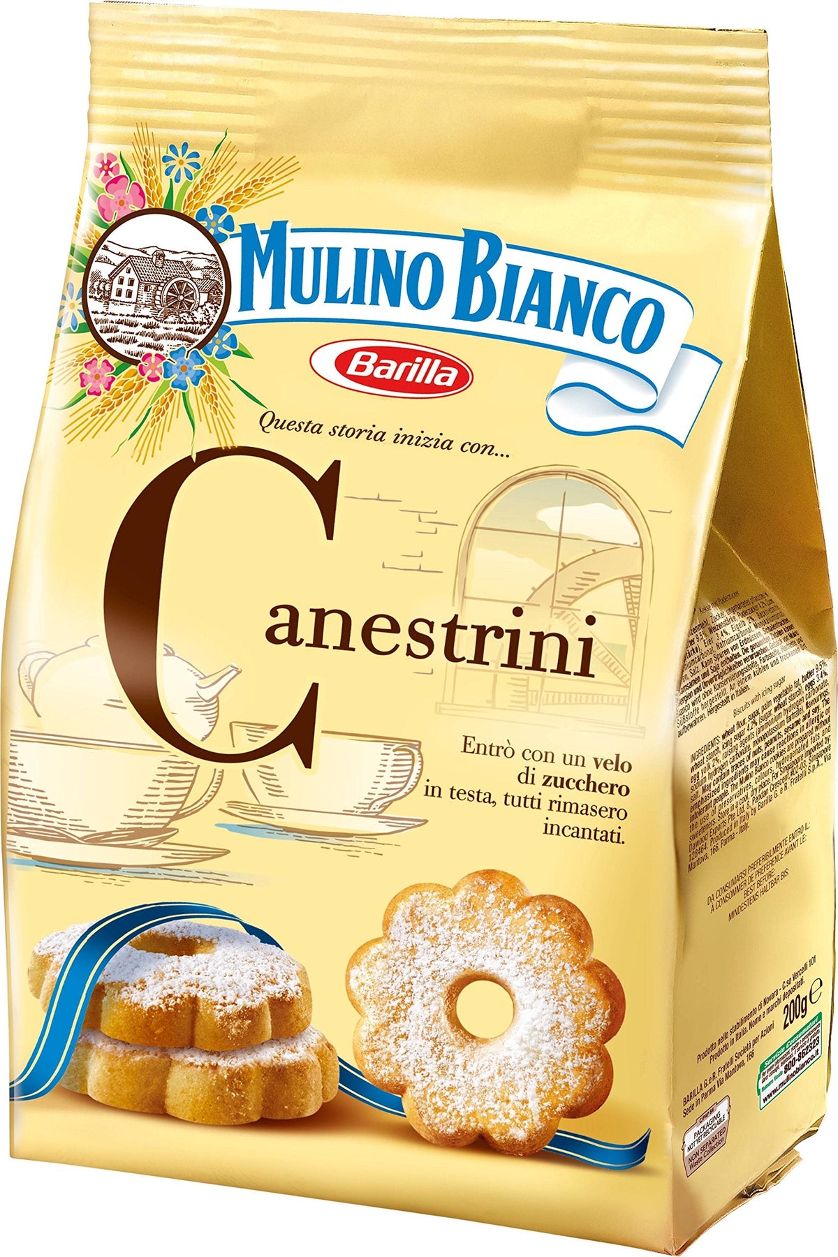 Mulino Bianco Canestrini Sandy Biscuits with Ice Sugar 200 g - Pack of 10