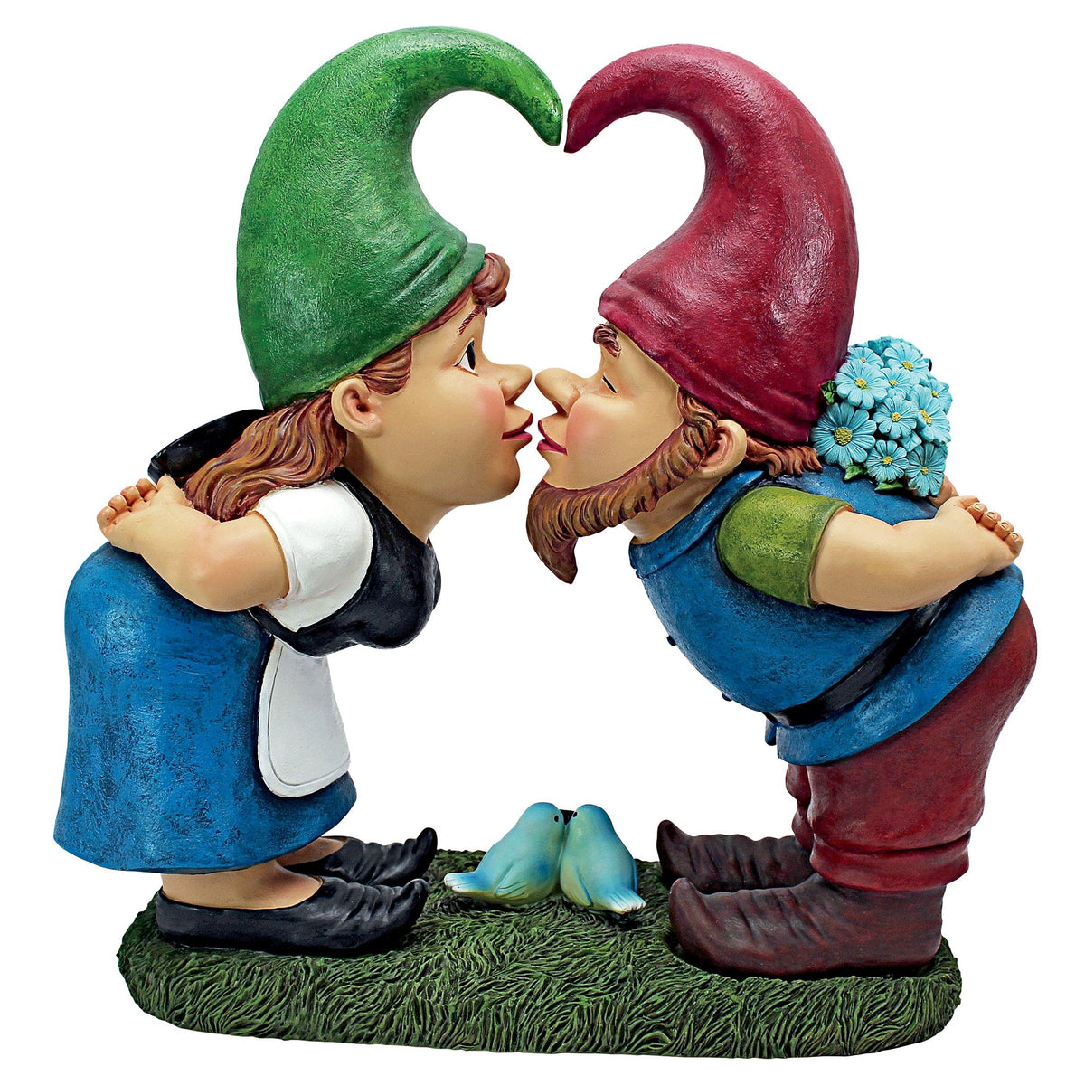 Design Toscano QM2796400 Garden Gnome Statue - Kiss and Tell Lover Gnomes - Lawn Gnome, Full Color