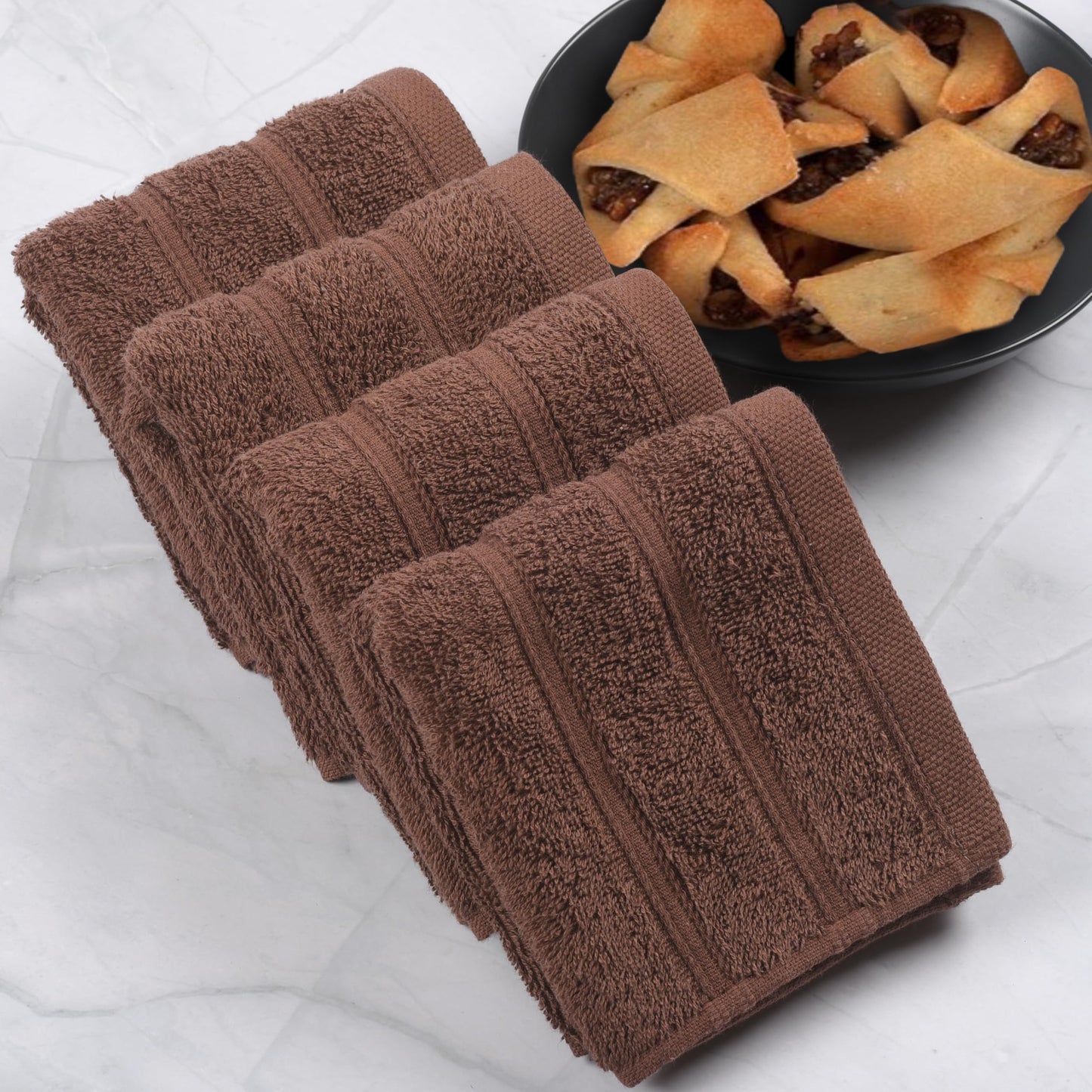 Perefly Bath Towels (30 X 50 CM) - Face & Hand Towels for Gym - Soft & Absorbent - Fast Drying Bathroom Face Cloths (Brown, 6 Pack)