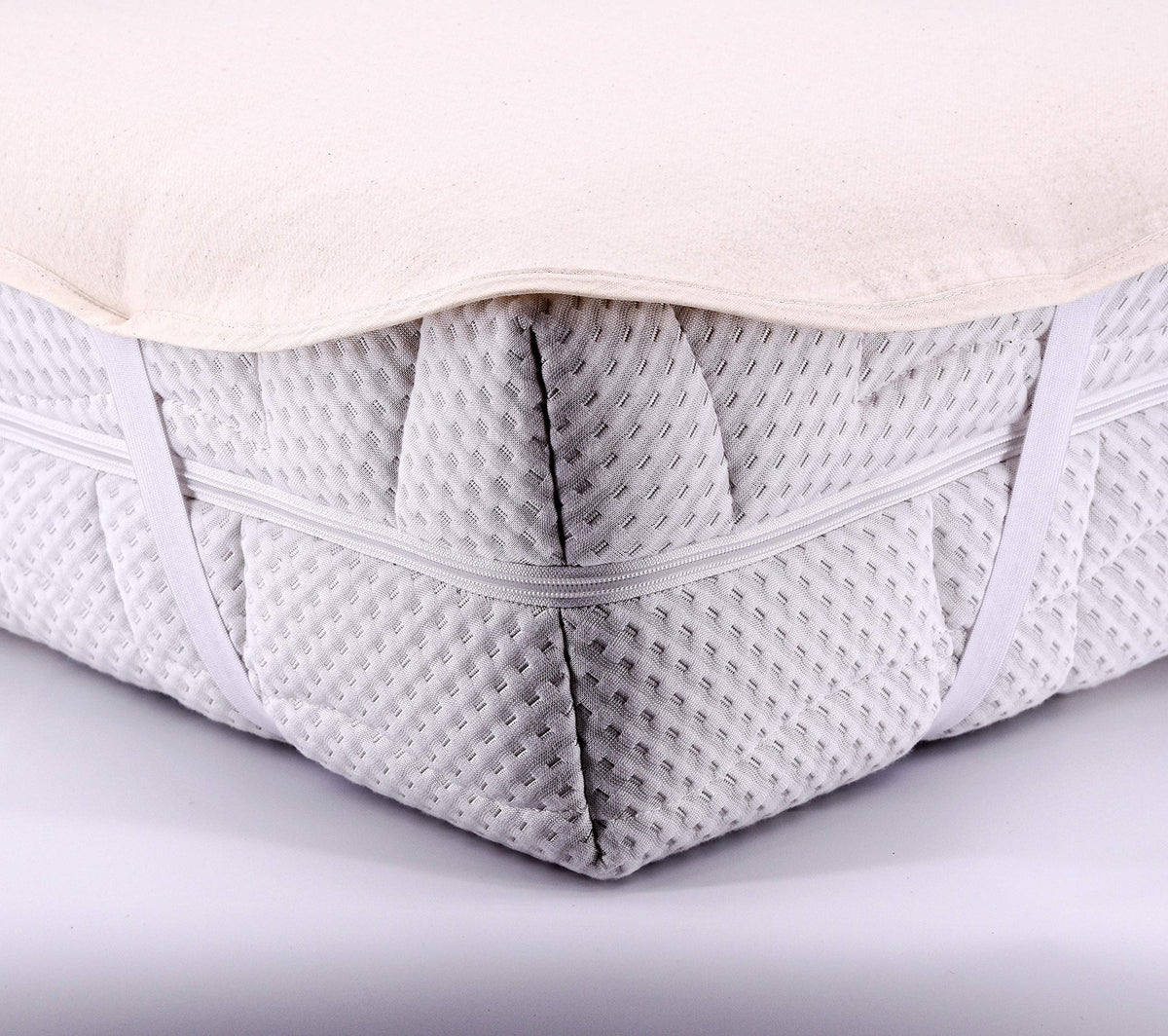 Setex kalmuck mattress protector, corner rubber, 100% cotton, classic, raw white, 2107, Cotton, natural, 140 x 200 cm