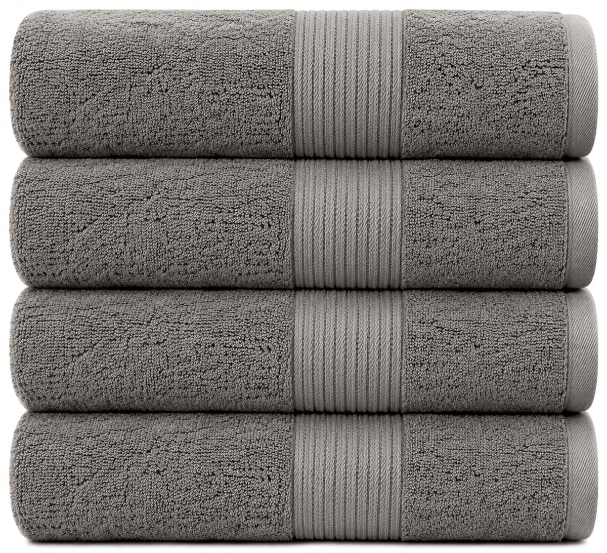 Bliss Luxury Combed Cotton Bath Towels - 34" x 56"/86 x 142 cm Extra Large Premium Quality Bath Sheet - 650 GSM - Soft, Absorbent (4 Pack, Grey)