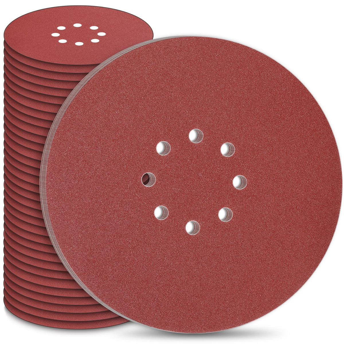 STEBRUAM 225mm Sanding Disc, Sander Disc 8 Hole 225mm Hook and Loop Sanding Discs 9 inch Sanding Discs Each 10 x Grain 40/60/80/120/240 Total 50