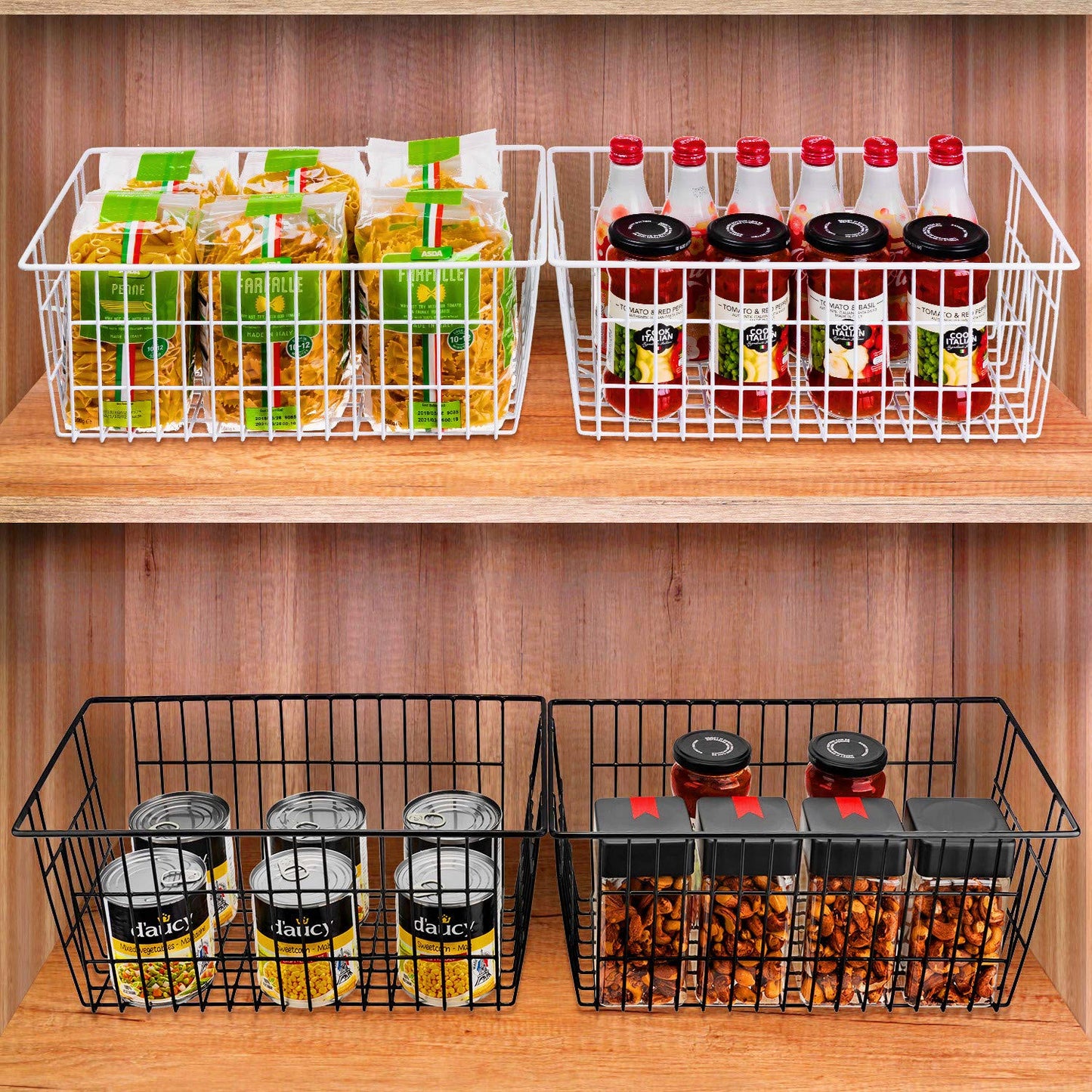 SANNO Freezer Basket Wire Organizer Storage Baskets Storage Bin Baskets for Organizing Kitchen Cabinets, Pantry, Freezer