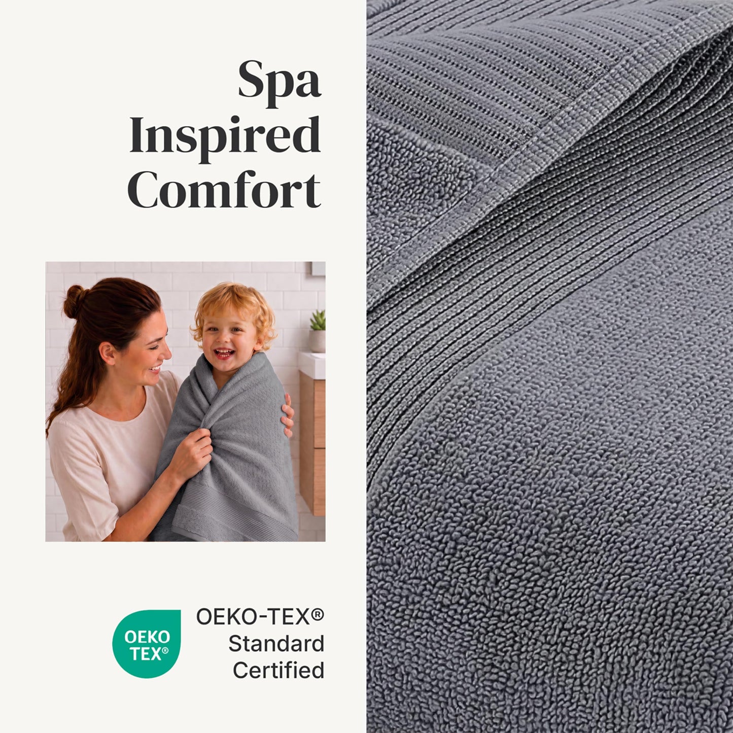 Modern Threads Amrapur Overseas 100% Combed Cotton Toilet Set, Charcoal, 6 pieces