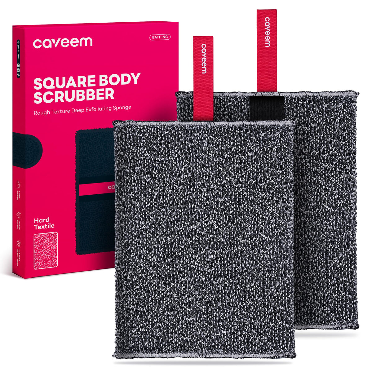 CAVEEM Exfoliating Body Scrubber, Rough Exfoliation Body Exfoliator Tool Sponge for Remove Dead Skin, Body Exfoliating Sponges, Men and Women Square