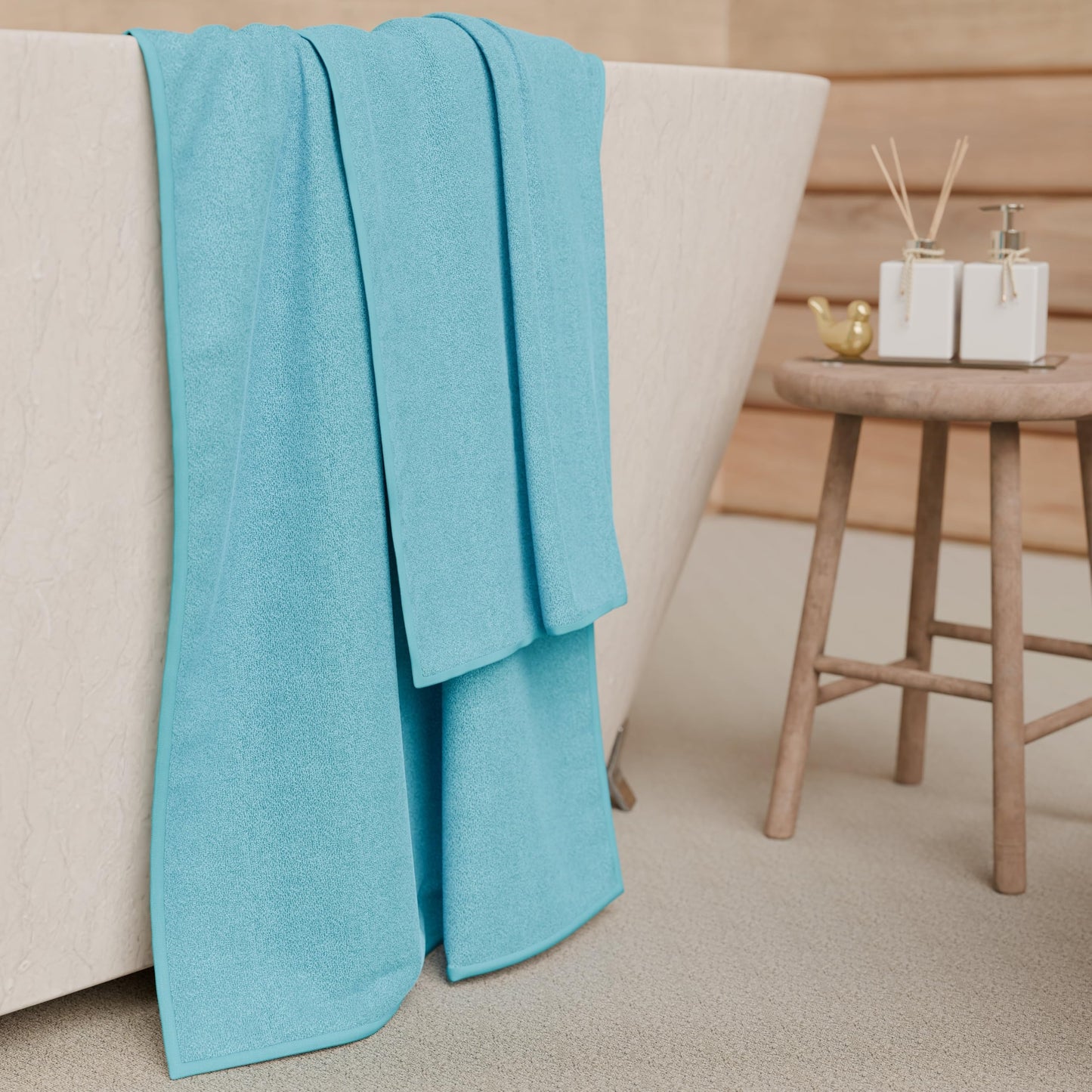 PETTI Artigiani Italiani - 100% Cotton Terry Bath Towels, 2+2 Towel Set, 4 Pieces 2 Face Towels and 2 Hand Towels, Turquoise Towels