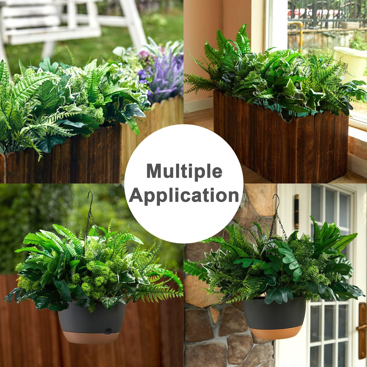 PARTY JOY 14 Pcs Artificial Plants Outdoor, Fake Plants, Decorative Artificial Plants, Shrubs UV Resistant Plants, Artificial Bushes For Outside, Fake