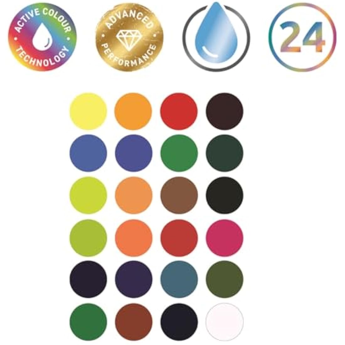 Derwent Inktense Paint 24 Pan Palette, Set of 24, Half Pan Size, Water-Soluble, Ideal for Painting & Crafts on Paper & Fabric, Professional Quality, 2306318