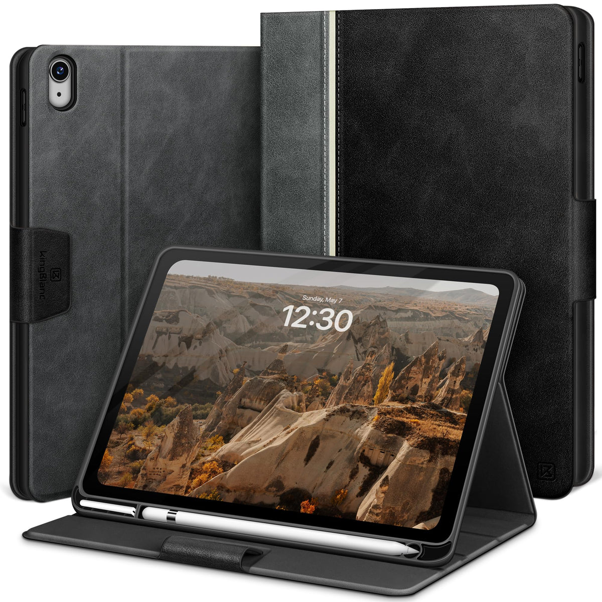 KingBlanc Case for iPad (A16) 11th/10th Generation (2025/2022, 11/10.9-inch) with Built-in Pencil Holder, Vegan Leather Protective Smart Stand Cover,