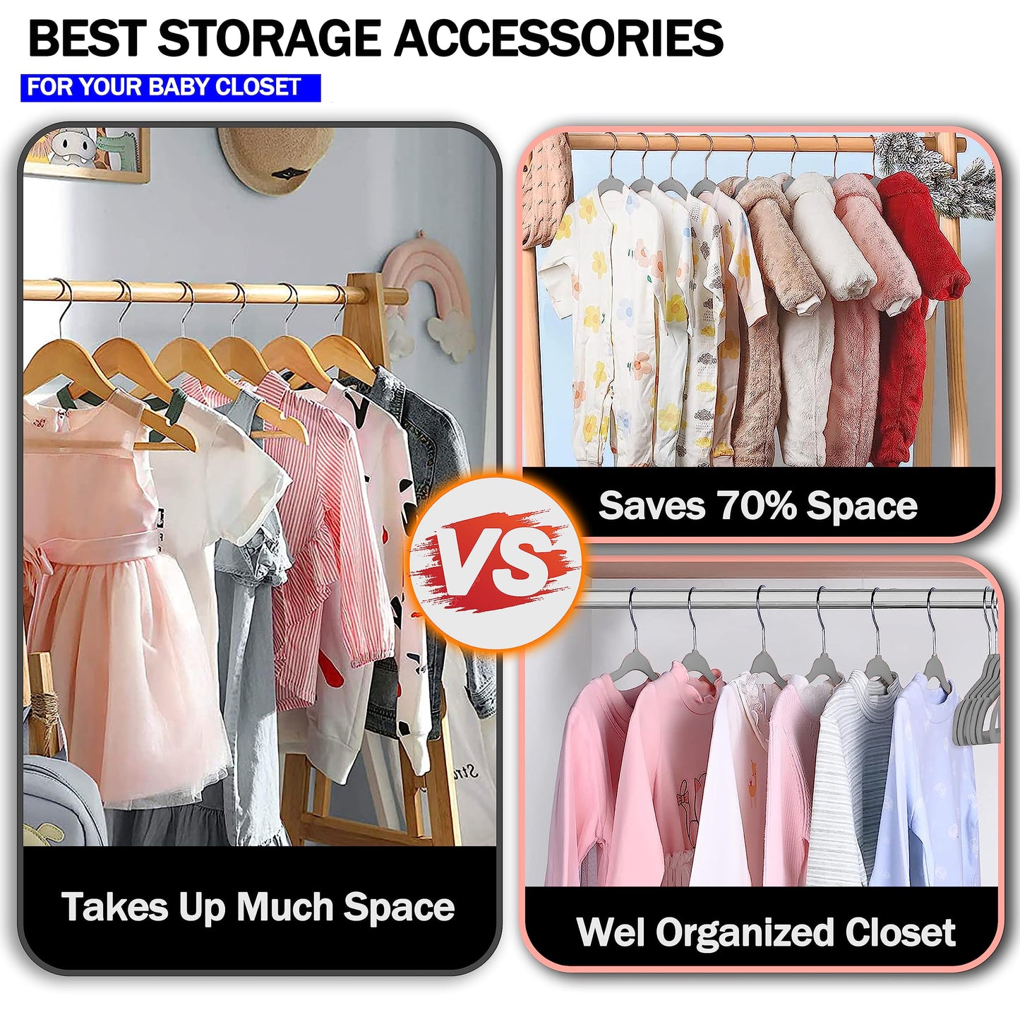 GVTECH Kids Hangers Velvet, [50 Pack] Children Cloth Durable Baby Hangers for Closet - Perfect Infant Toddler Kid Hanger for Everyday Use