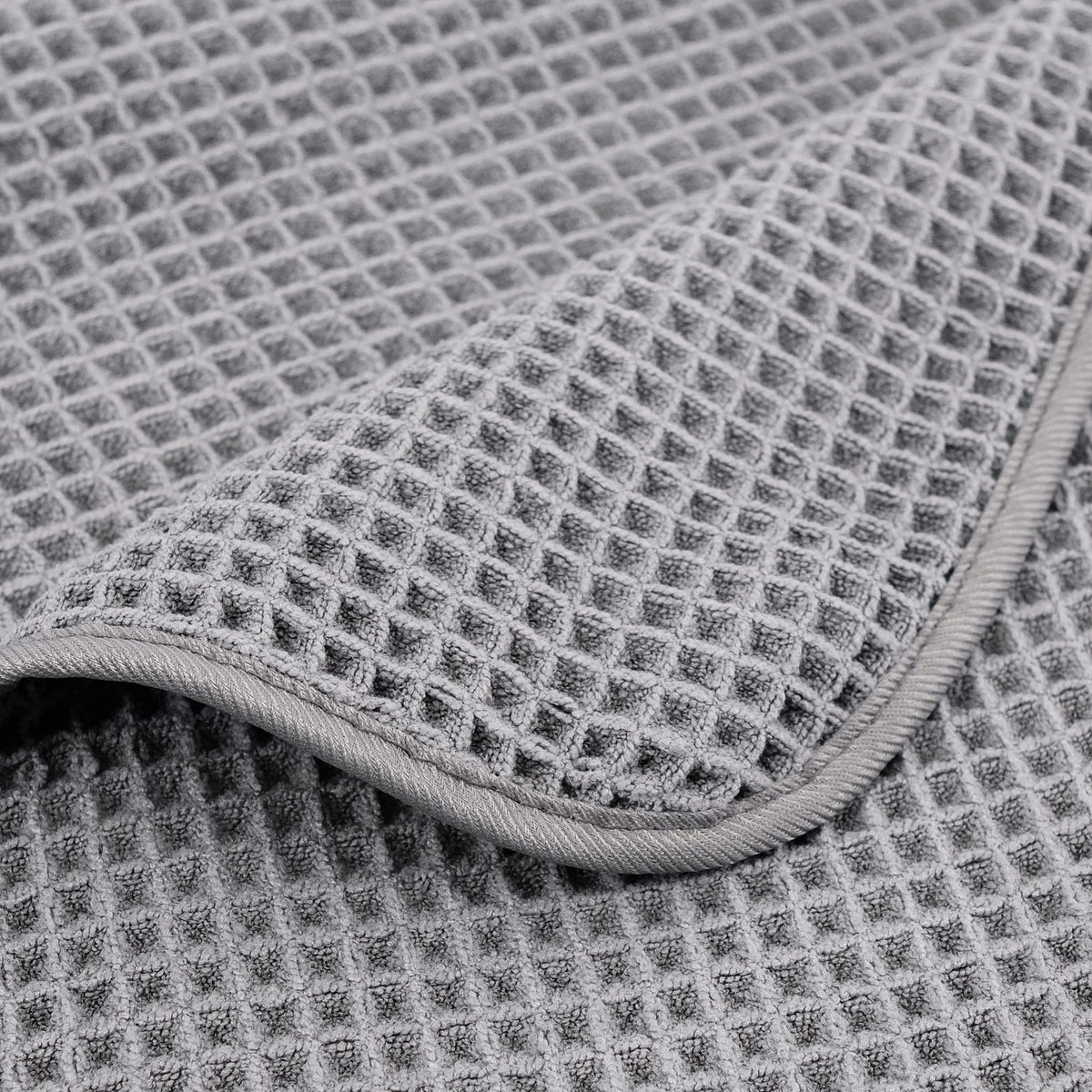 POLYTE Microfibre Oversize Quick Dry Lint Free Bath Towel, 152 x 76 cm, 4 Pack (Grey, Waffle Weave)