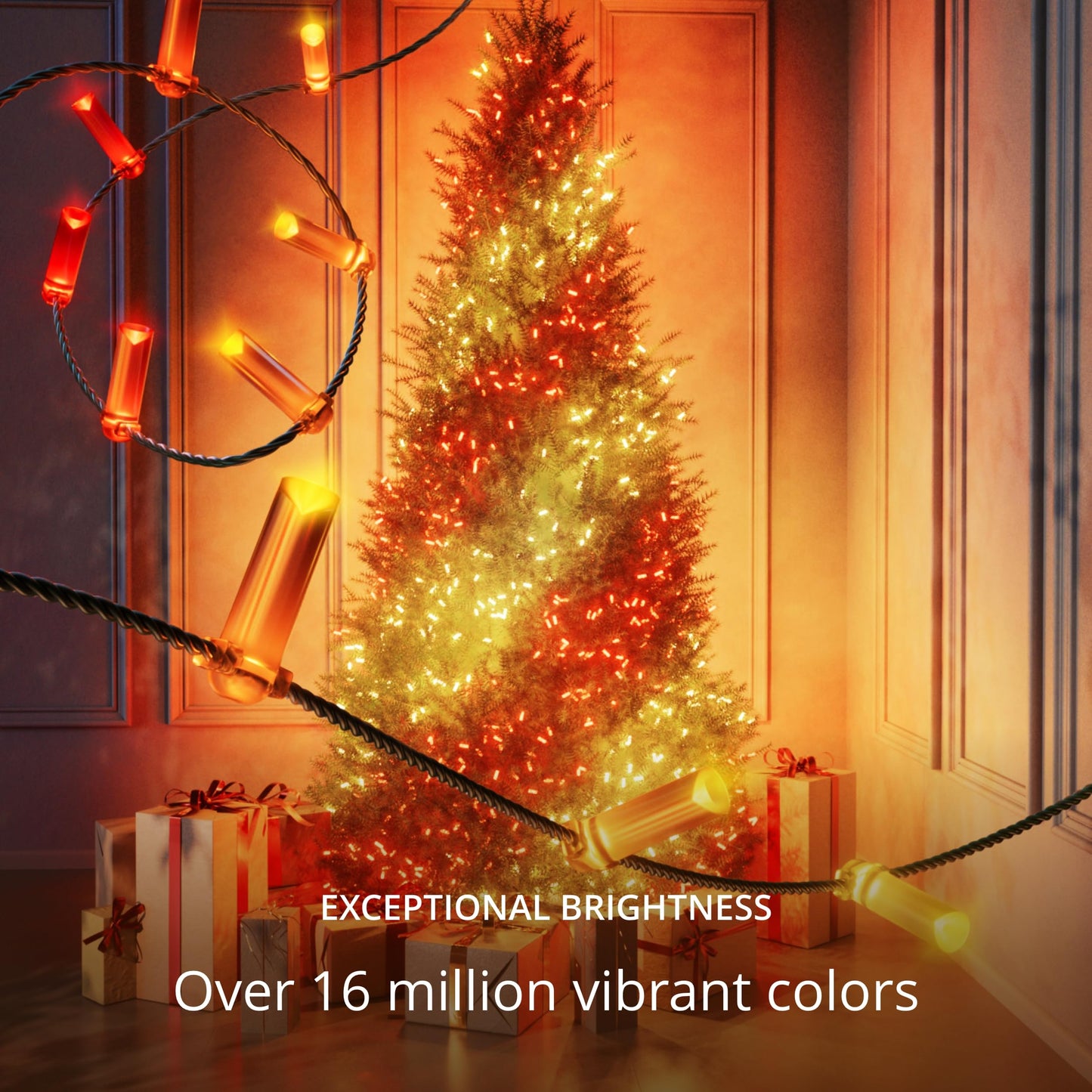 Twinkly Strings USB-C Candle 100 LED, Candle Shape LED Light String, Christmas Lights, RGB Multicolor LED Lights, Mappable LEDs, Compatible with