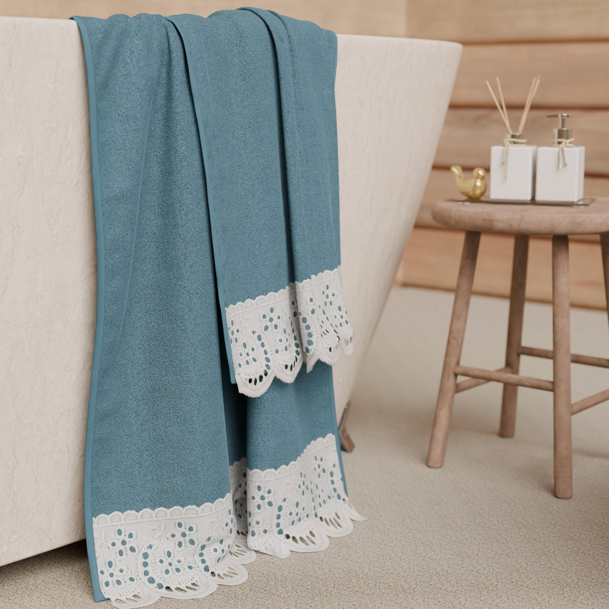 PETTI Artigiani Italiani - Bath Towels in 100% Cotton Terry Towel, 1+1 Towel Set, 2 Pieces 1 Face Towel and 1 Hand Towel, Avion