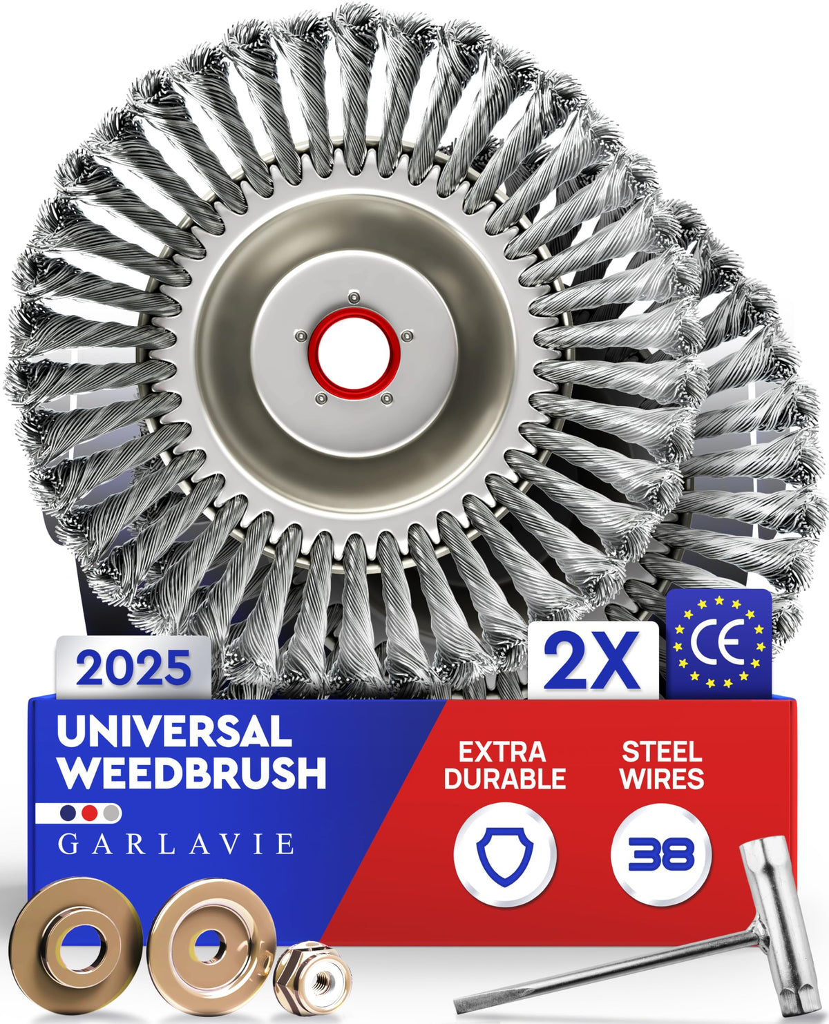 Garlavie 2 x Universal Brush Cutter Heads 8" 20.3 mm Gauge - High-end Brushcutter - Effective Foam Removal - Universal Brushcutter Brush Head