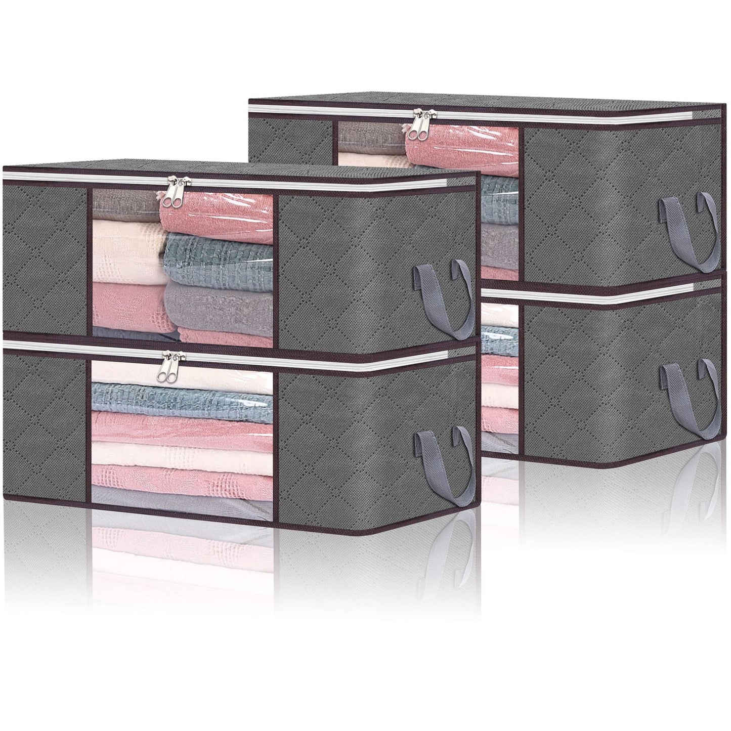 Vieshful 4 Pack Large Capacity Clothes Storage Bags, 35L Grey