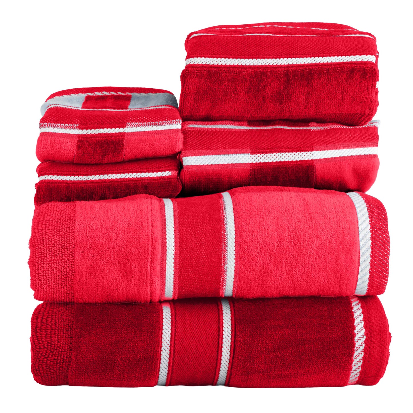 Lavish Home Red 100% Cotton Oakville Velour 6 Piece Towel Set
